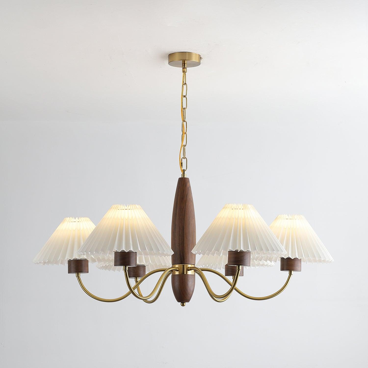Lustra Chandelier Walnut Brass Elegant - Letslighting