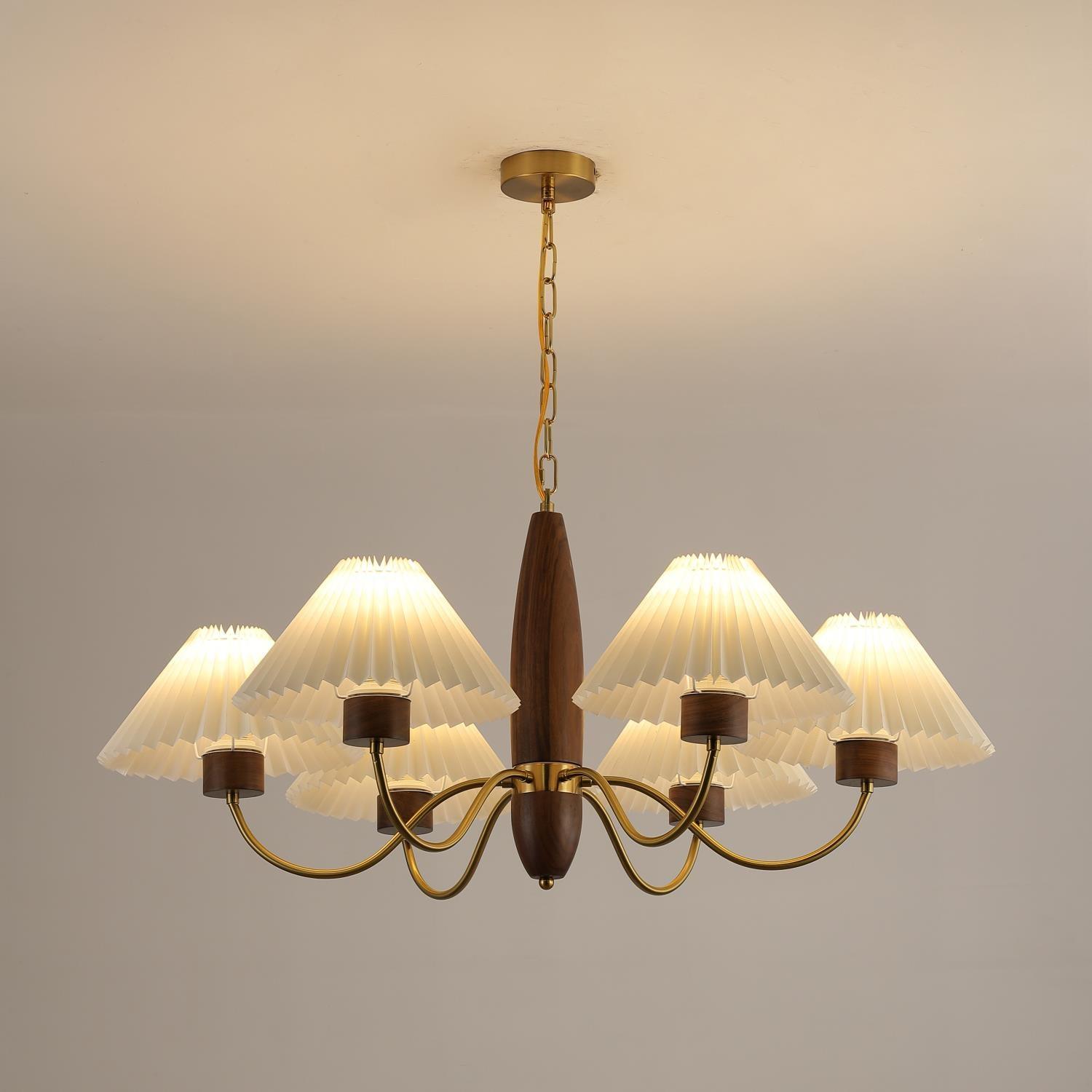 Lustra Chandelier Walnut Brass Elegant - Letslighting