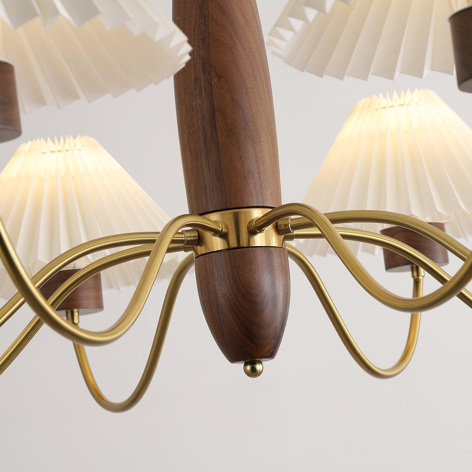 Lustra Chandelier Walnut Brass Elegant - Letslighting
