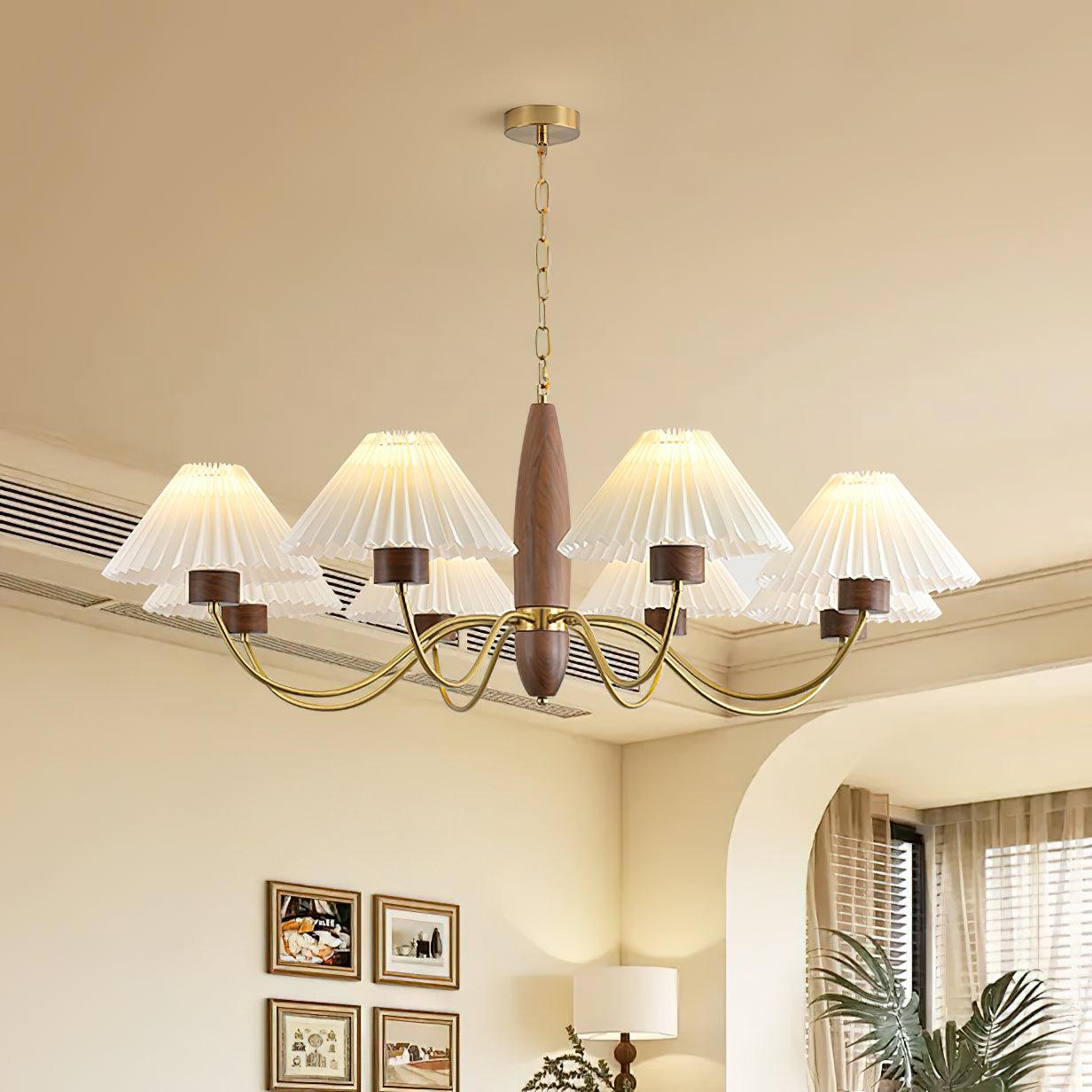 Lustra Chandelier Walnut Brass Elegant - Letslighting