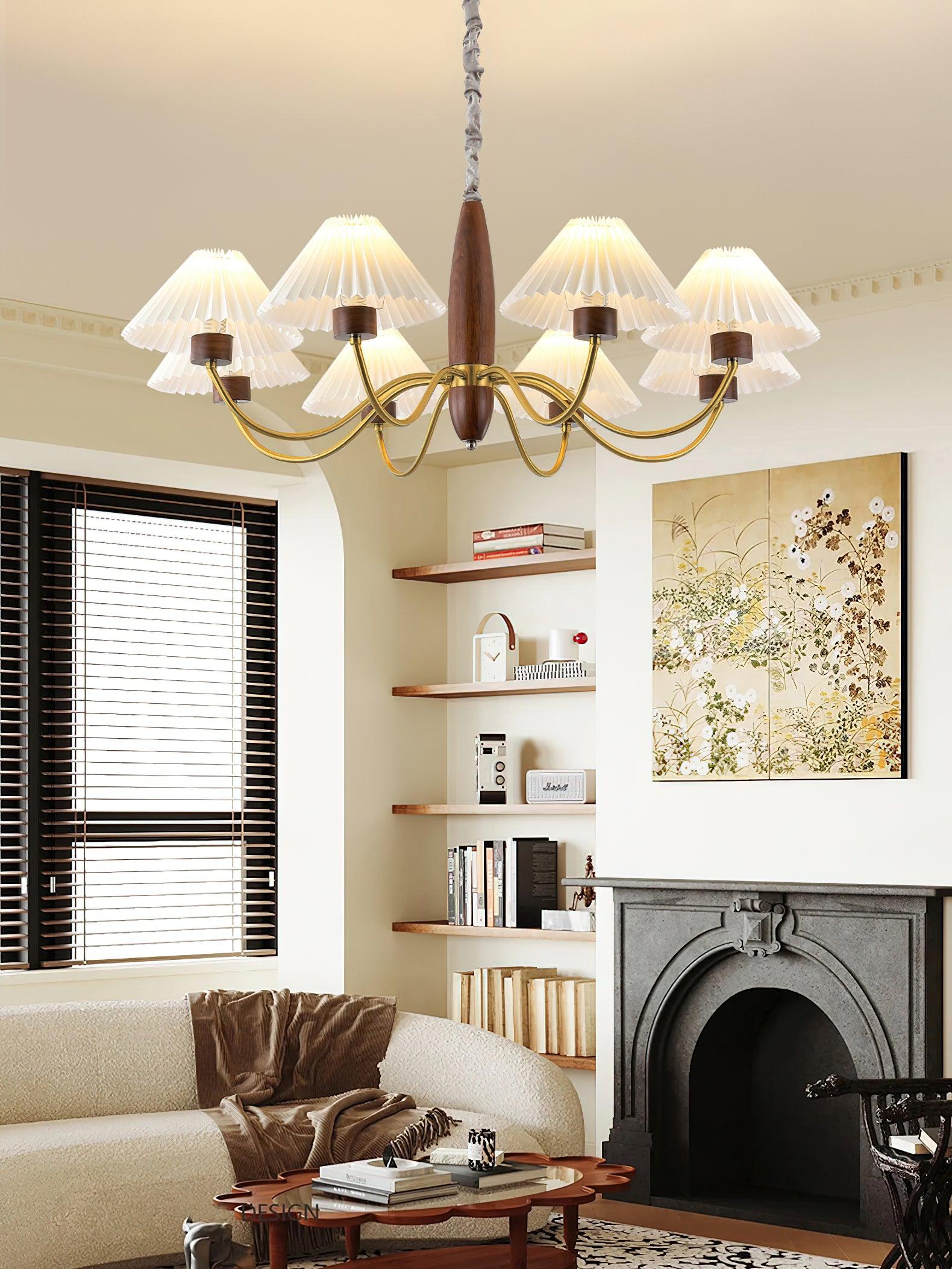 Lustra Chandelier Walnut Brass Elegant - Letslighting