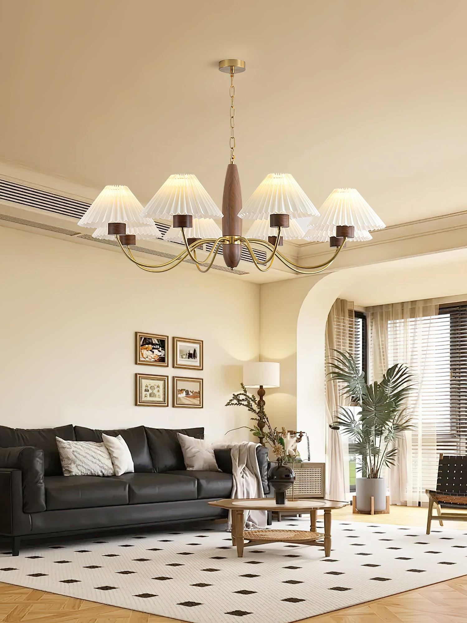 Lustra Chandelier Walnut Brass Elegant - Letslighting