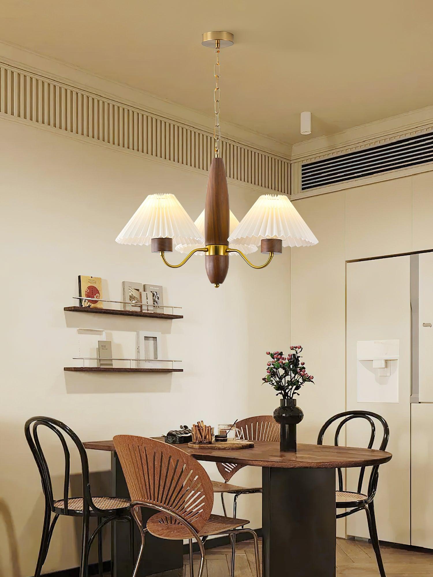 Lustra Chandelier Walnut Brass Elegant - Letslighting