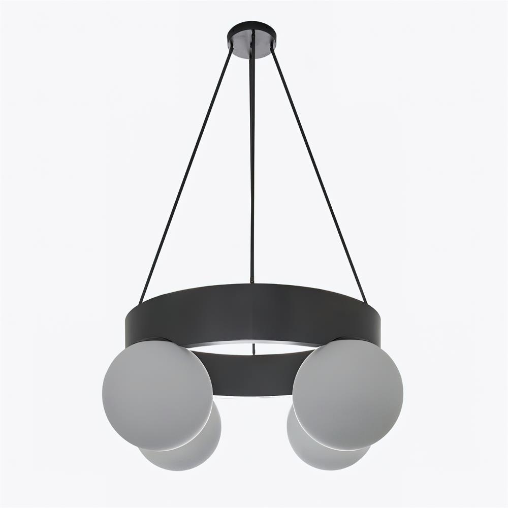 Asterios Chandelier Black Ring Spherical Shades - Letslighting