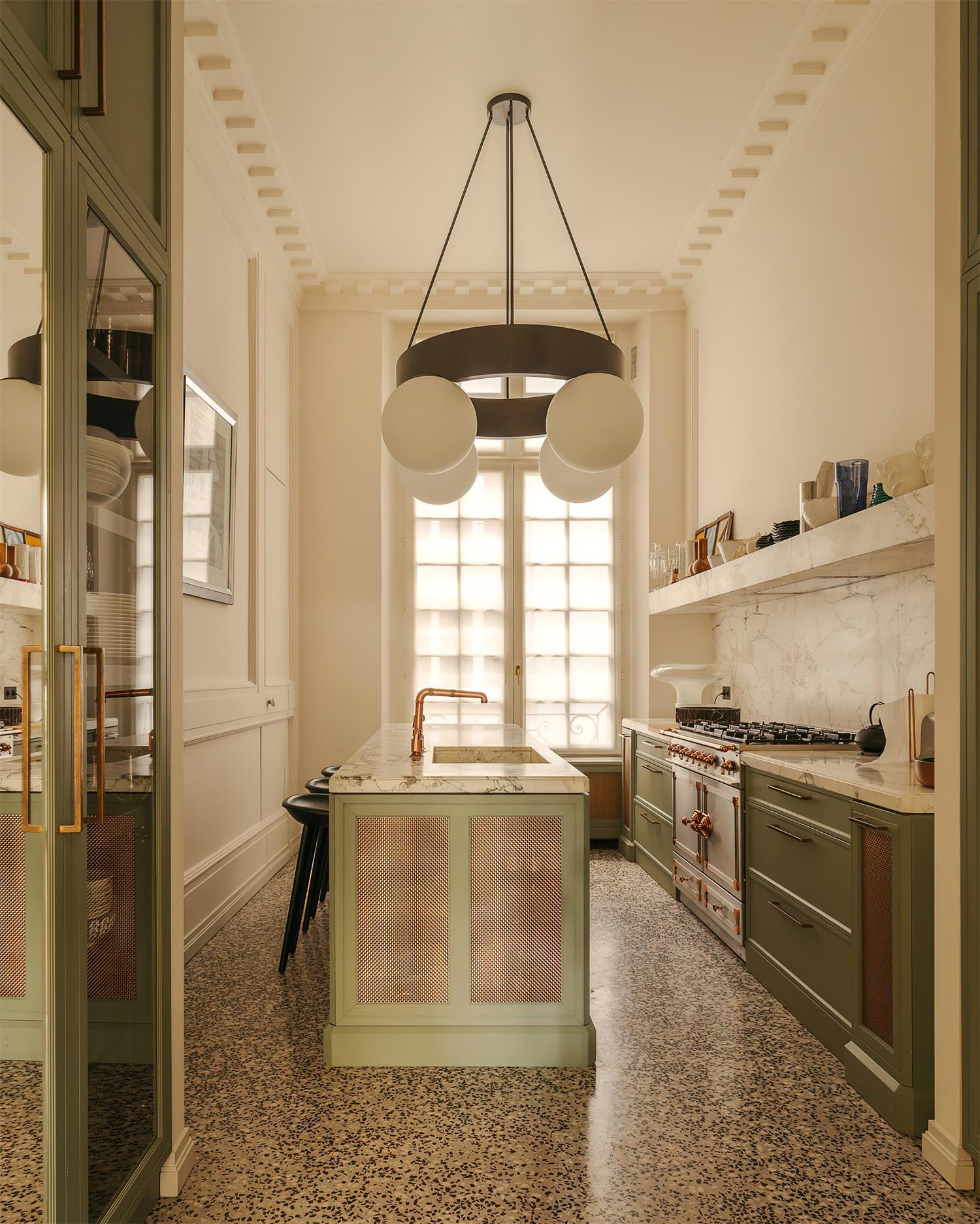 Asterios Chandelier Black Ring Spherical Shades - Letslighting