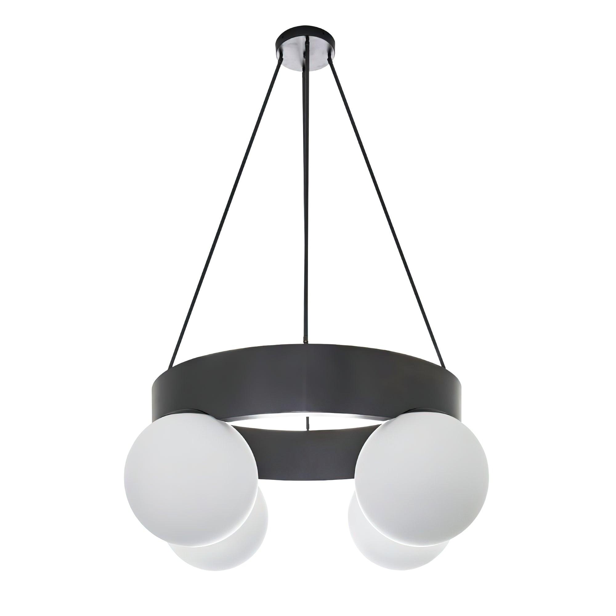 Asterios Chandelier Black Ring Spherical Shades - Letslighting