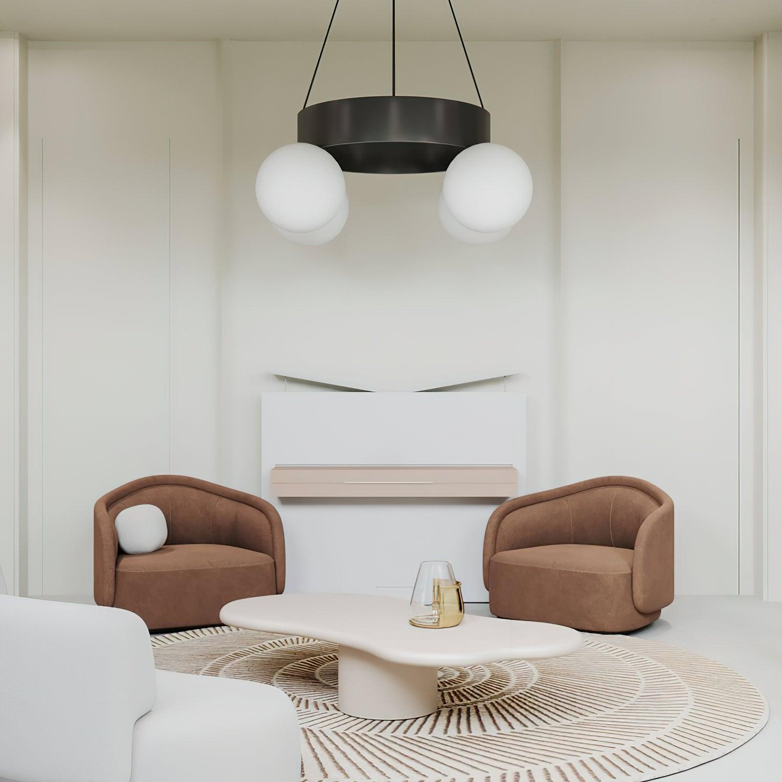 Asterios Chandelier Black Ring Spherical Shades - Letslighting