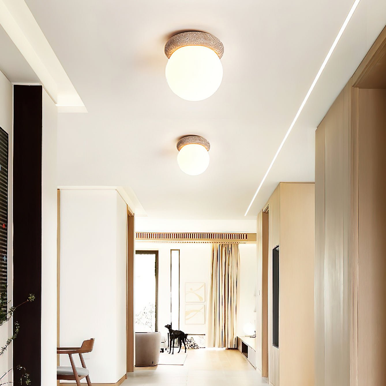 Colaeiel Disc-Globe Travertine Ceiling Light - Letslighting