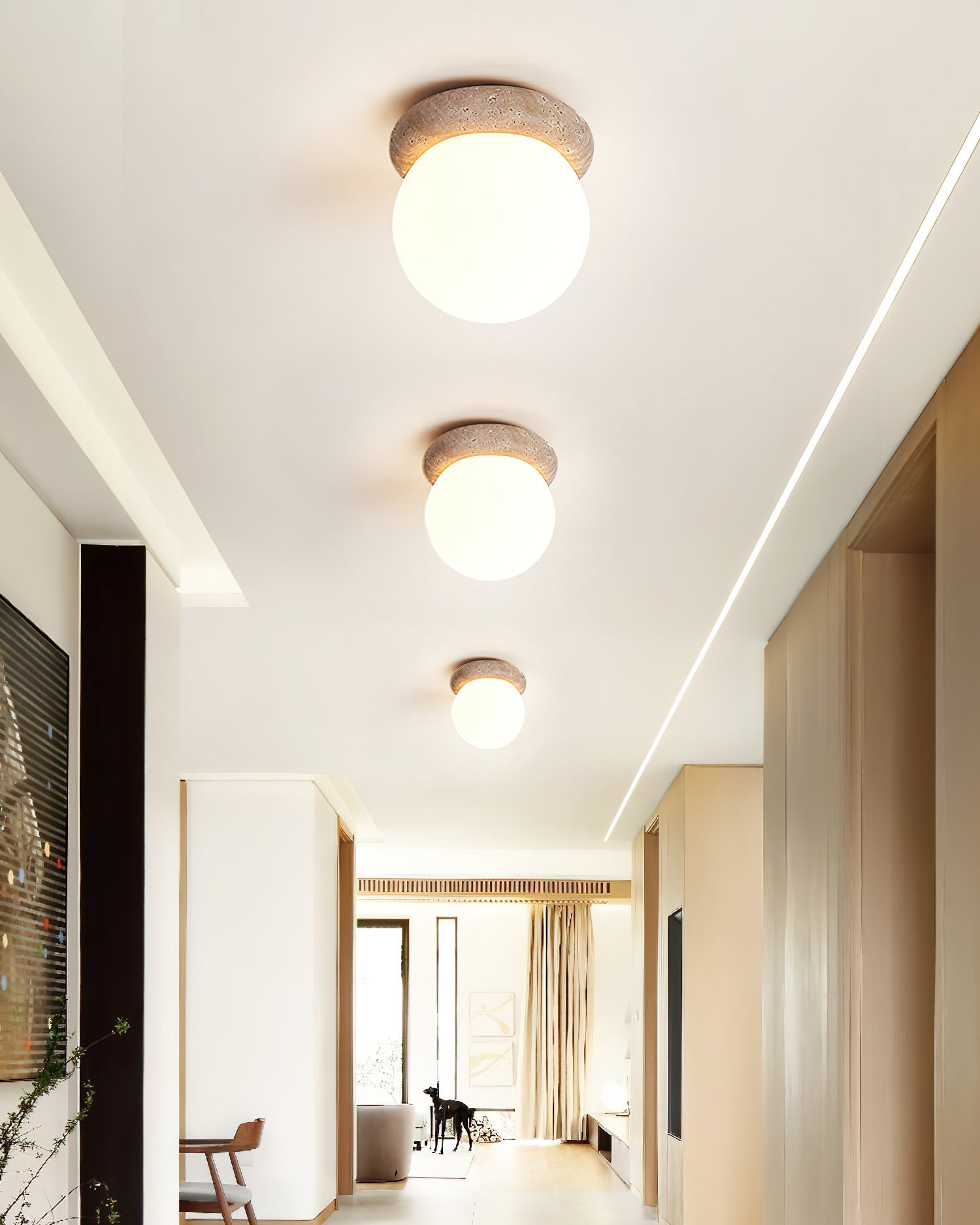 Colaeiel Disc-Globe Travertine Ceiling Light - Letslighting