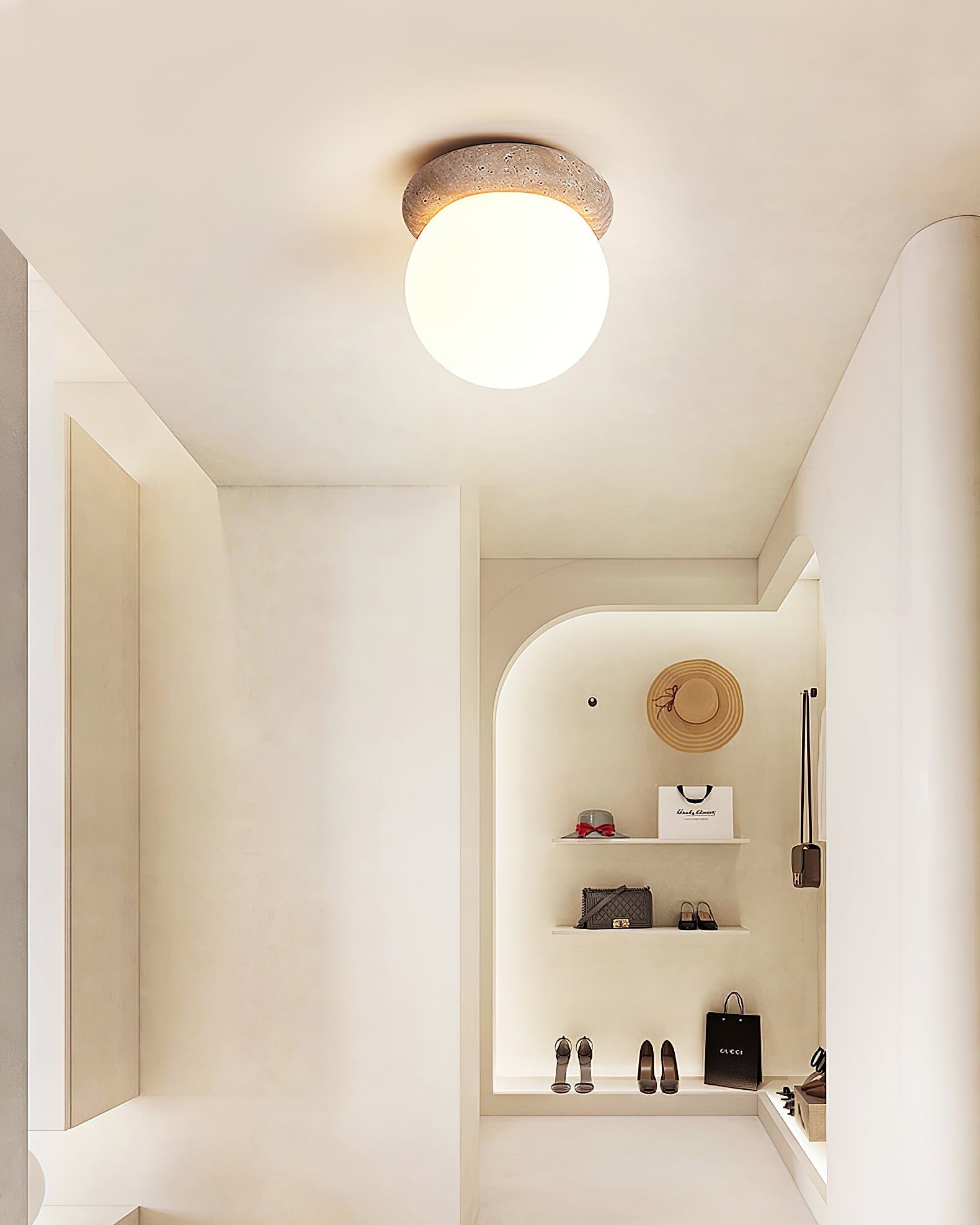 Colaeiel Disc-Globe Travertine Ceiling Light - Letslighting