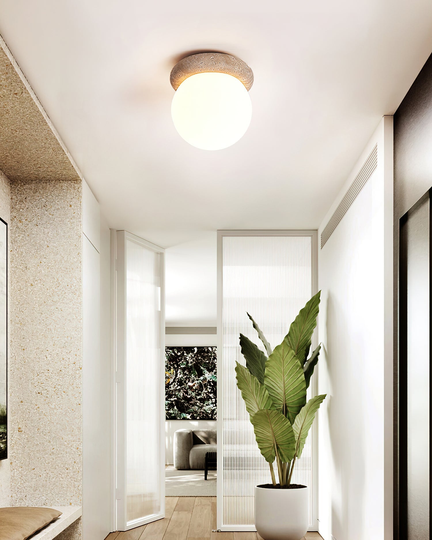 Colaeiel Disc-Globe Travertine Ceiling Light - Letslighting