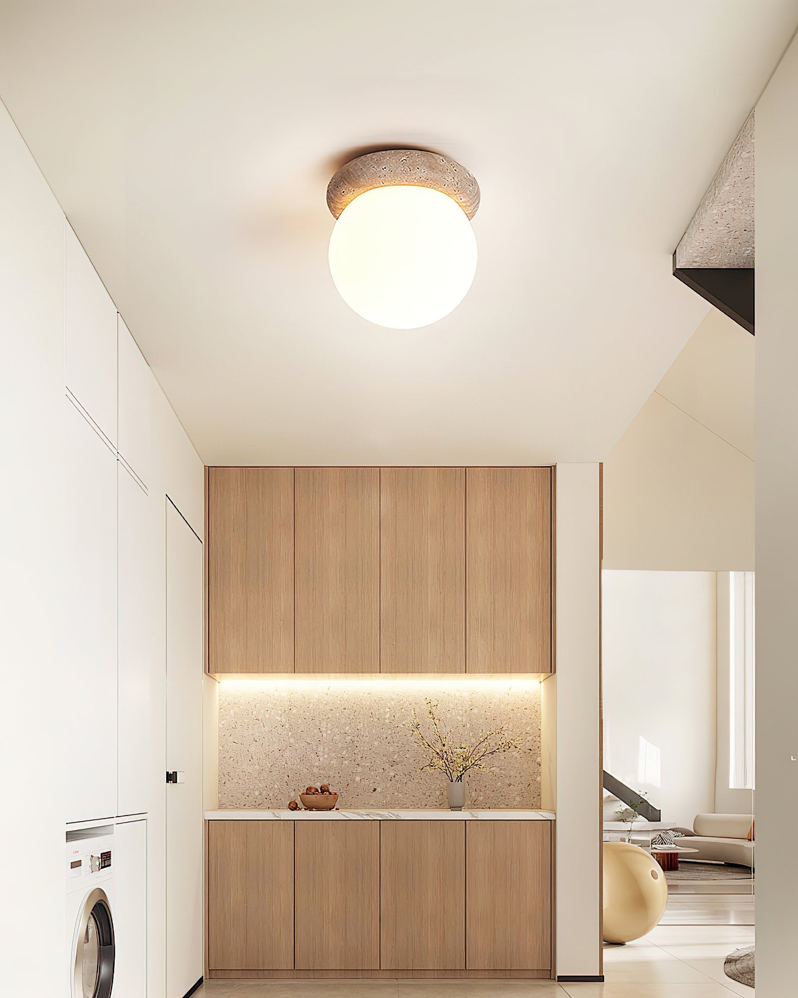 Colaeiel Disc-Globe Travertine Ceiling Light - Letslighting