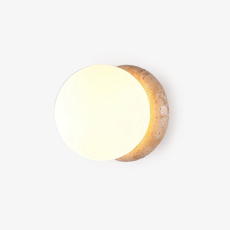 Caliror Round-Plate Travertine Wall Light - Letslighting