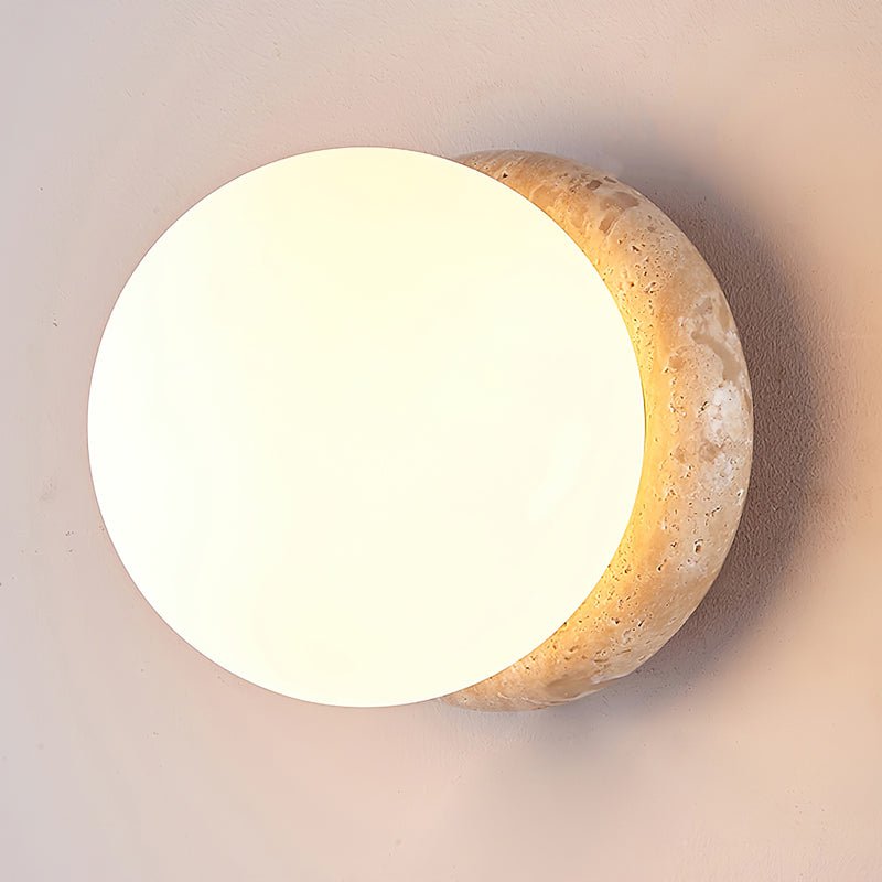 Caliror Round-Plate Travertine Wall Light - Letslighting