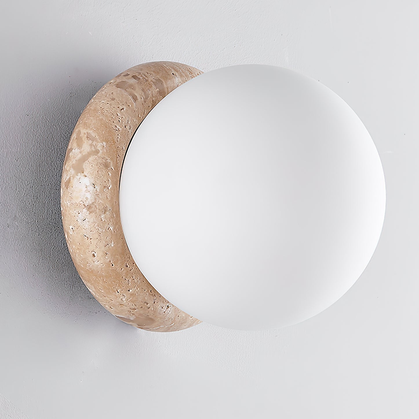 Caliror Round-Plate Travertine Wall Light - Letslighting