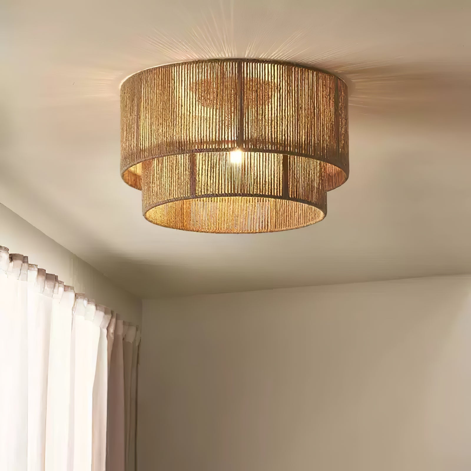 Cevynara Elegance Natural Woven Ceiling Lamp - Letslighting