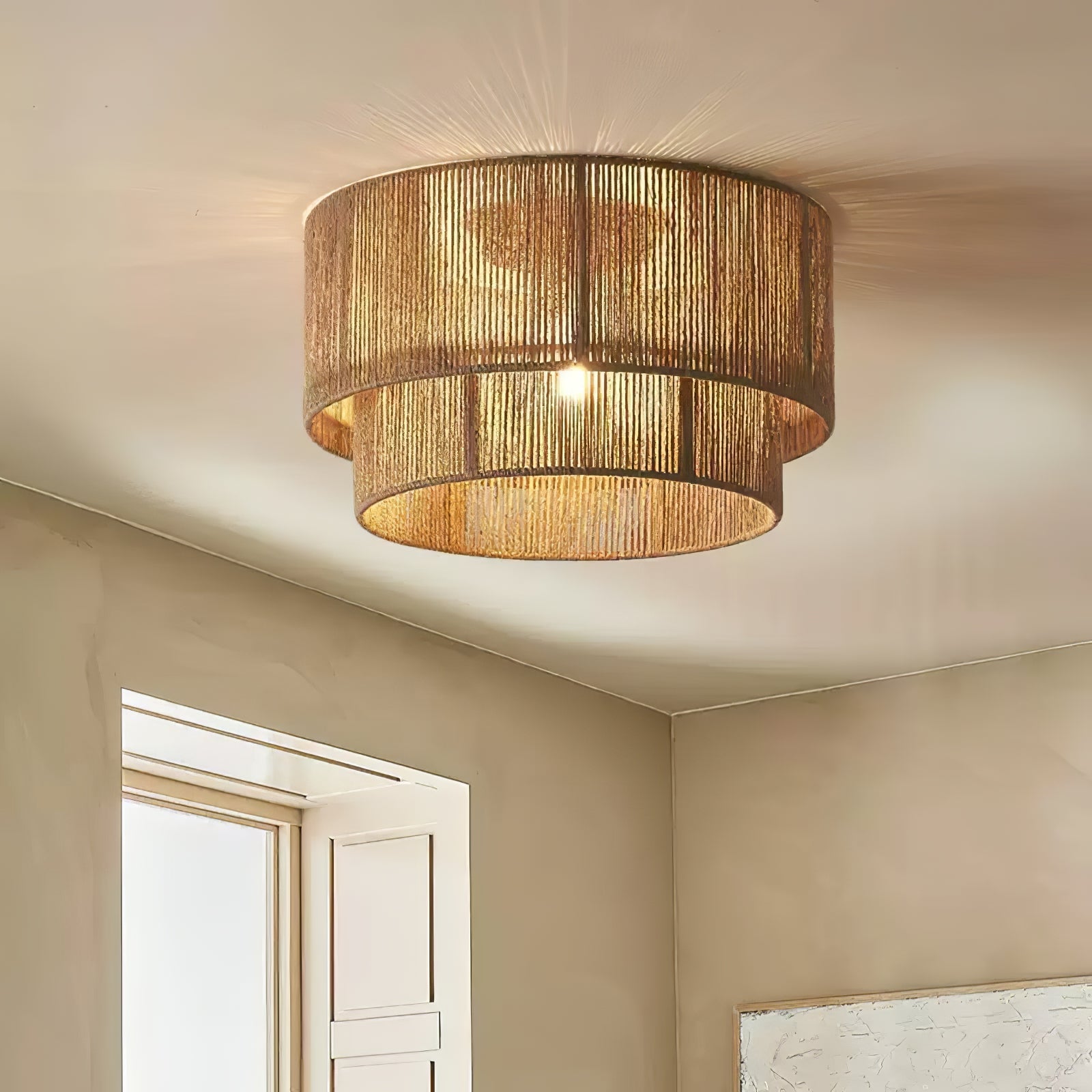 Cevynara Elegance Natural Woven Ceiling Lamp - Letslighting