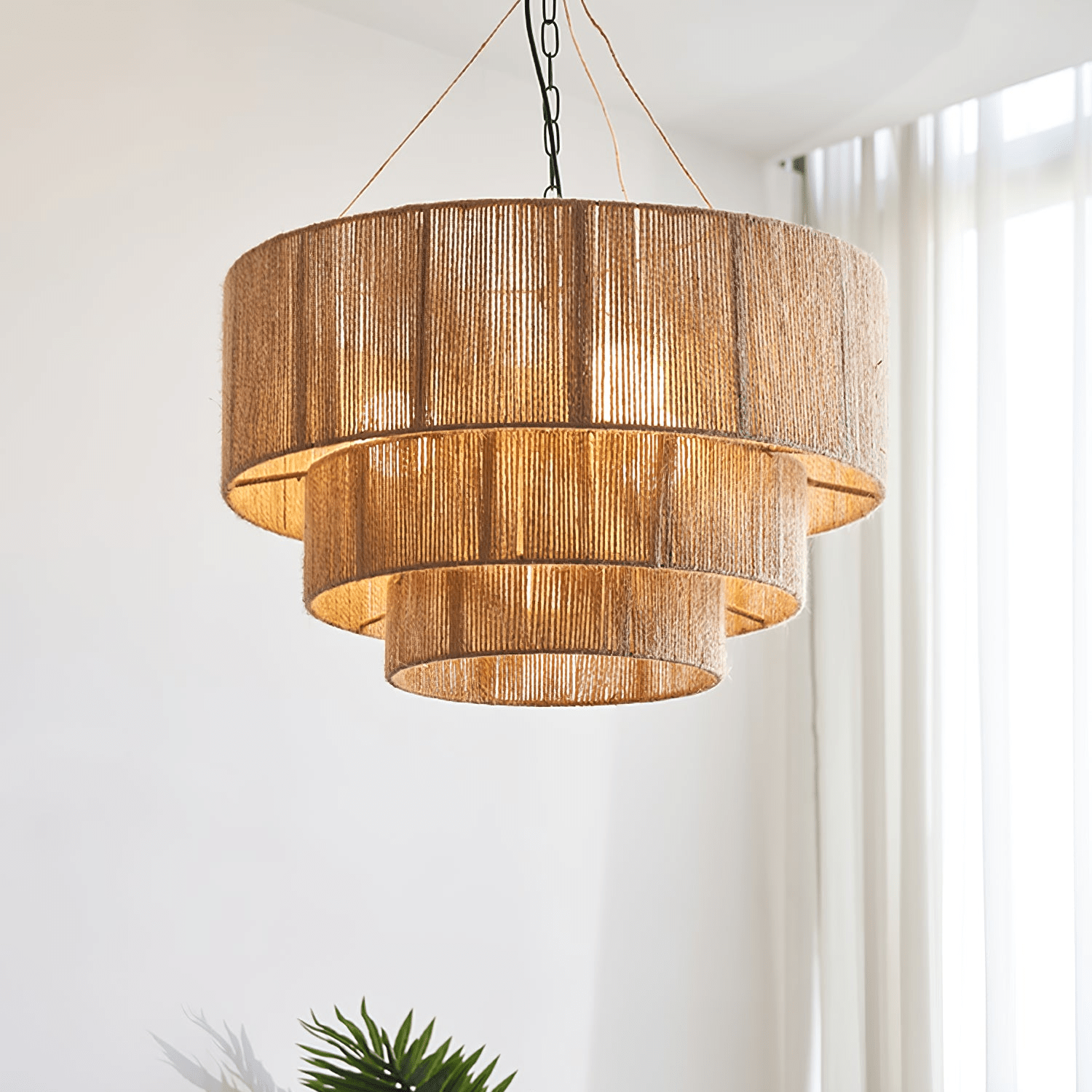 Cascade Rustic Jute Pendant Light - Letslighting