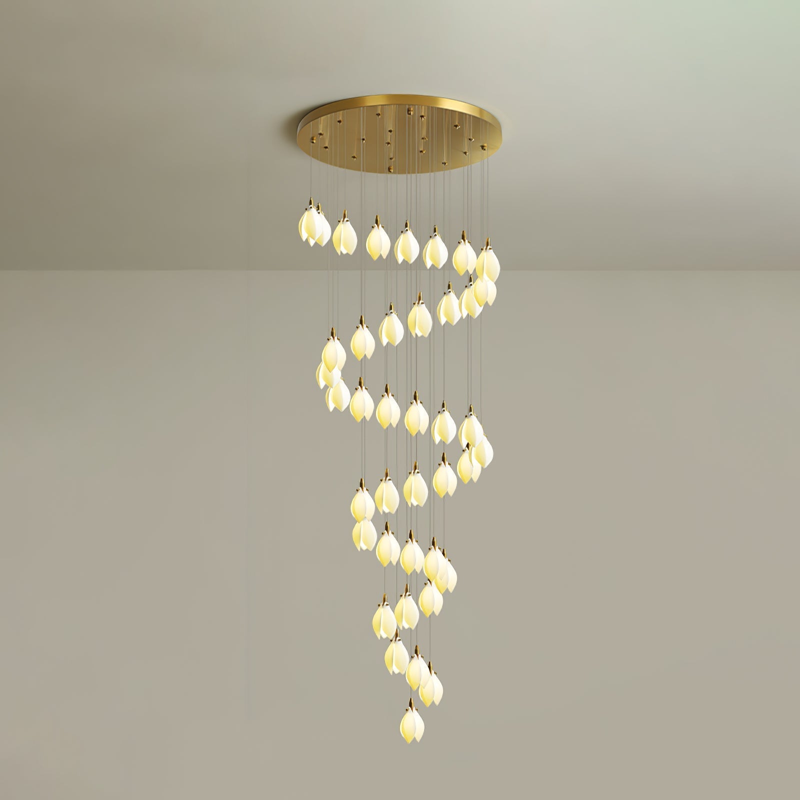 Caphayra Floral Ceramic Brass Chandelier - Letslighting