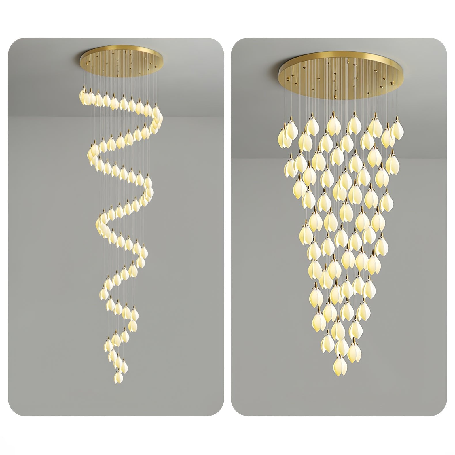 Caphayra Floral Ceramic Brass Chandelier - Letslighting