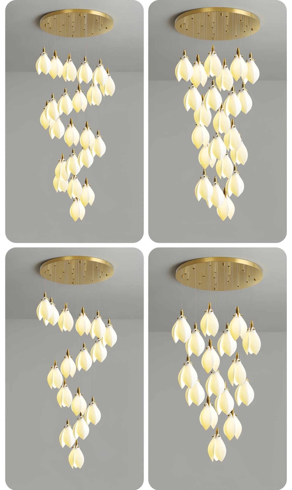 Caphayra Floral Ceramic Brass Chandelier - Letslighting