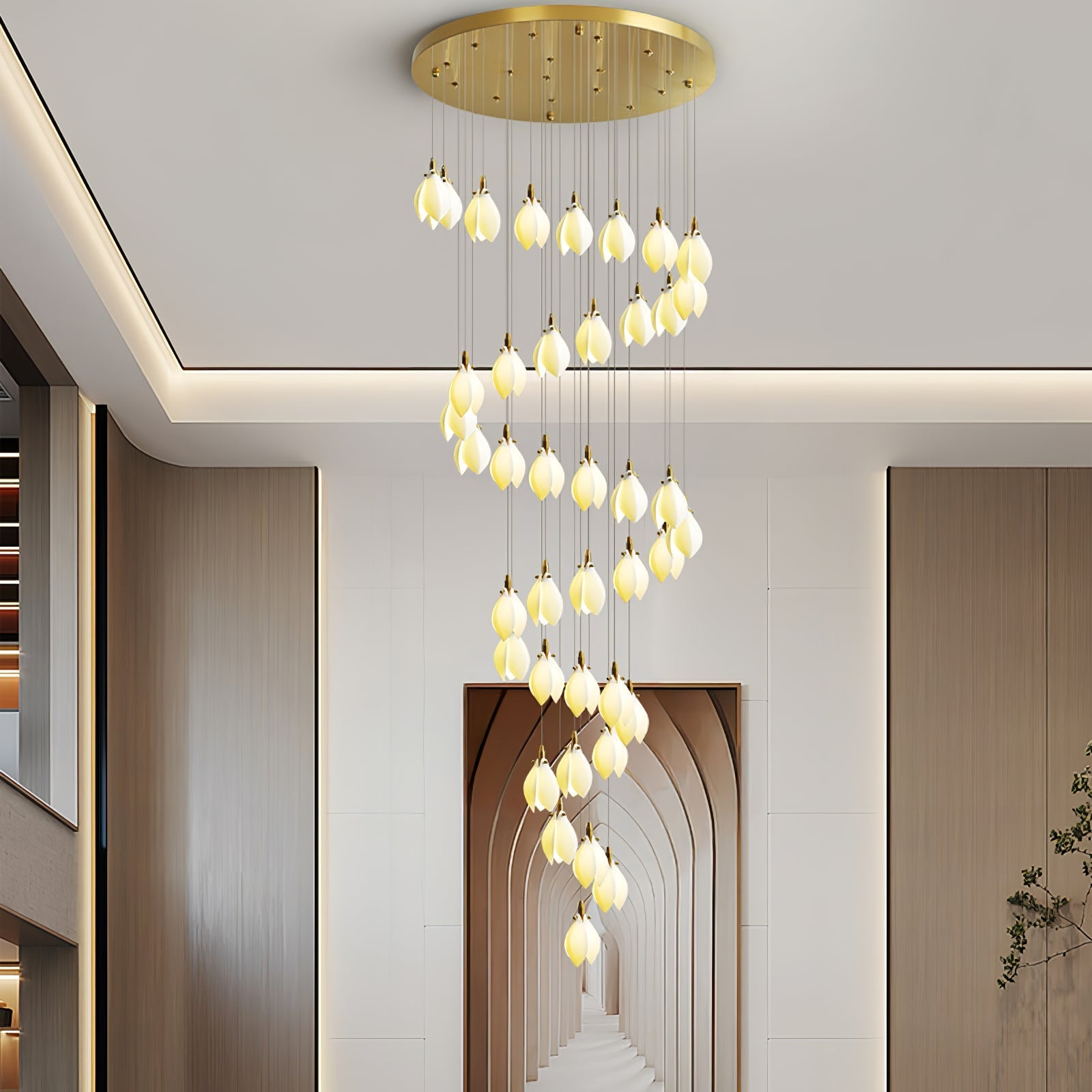 Caphayra Floral Ceramic Brass Chandelier - Letslighting