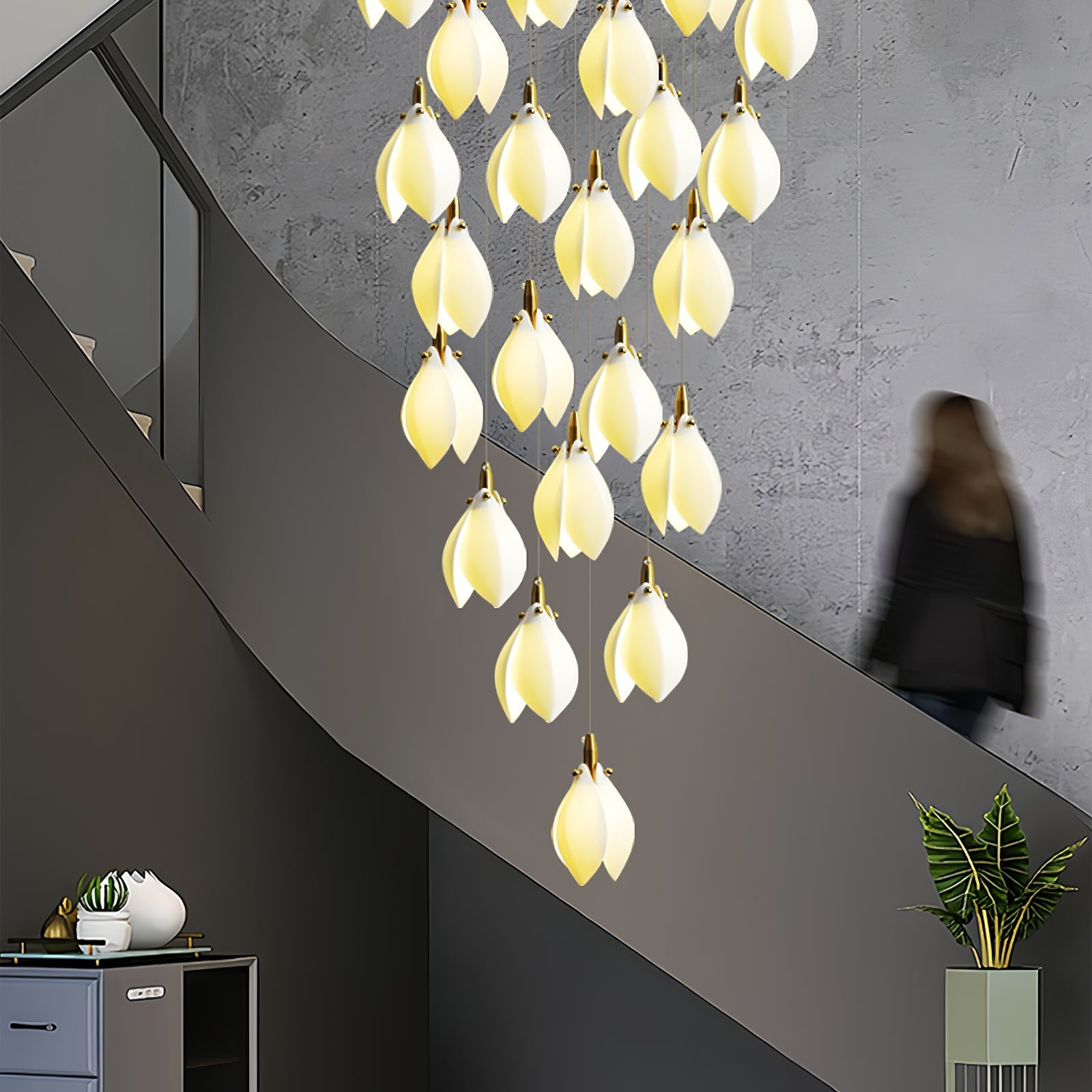 Caphayra Floral Ceramic Brass Chandelier - Letslighting