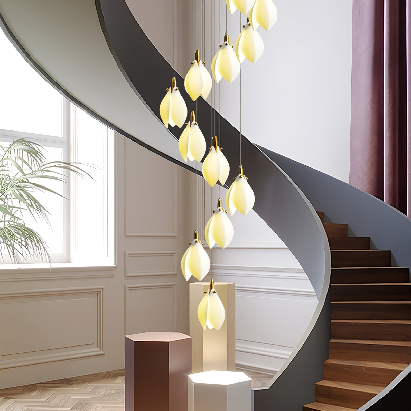 Caphayra Floral Ceramic Brass Chandelier - Letslighting