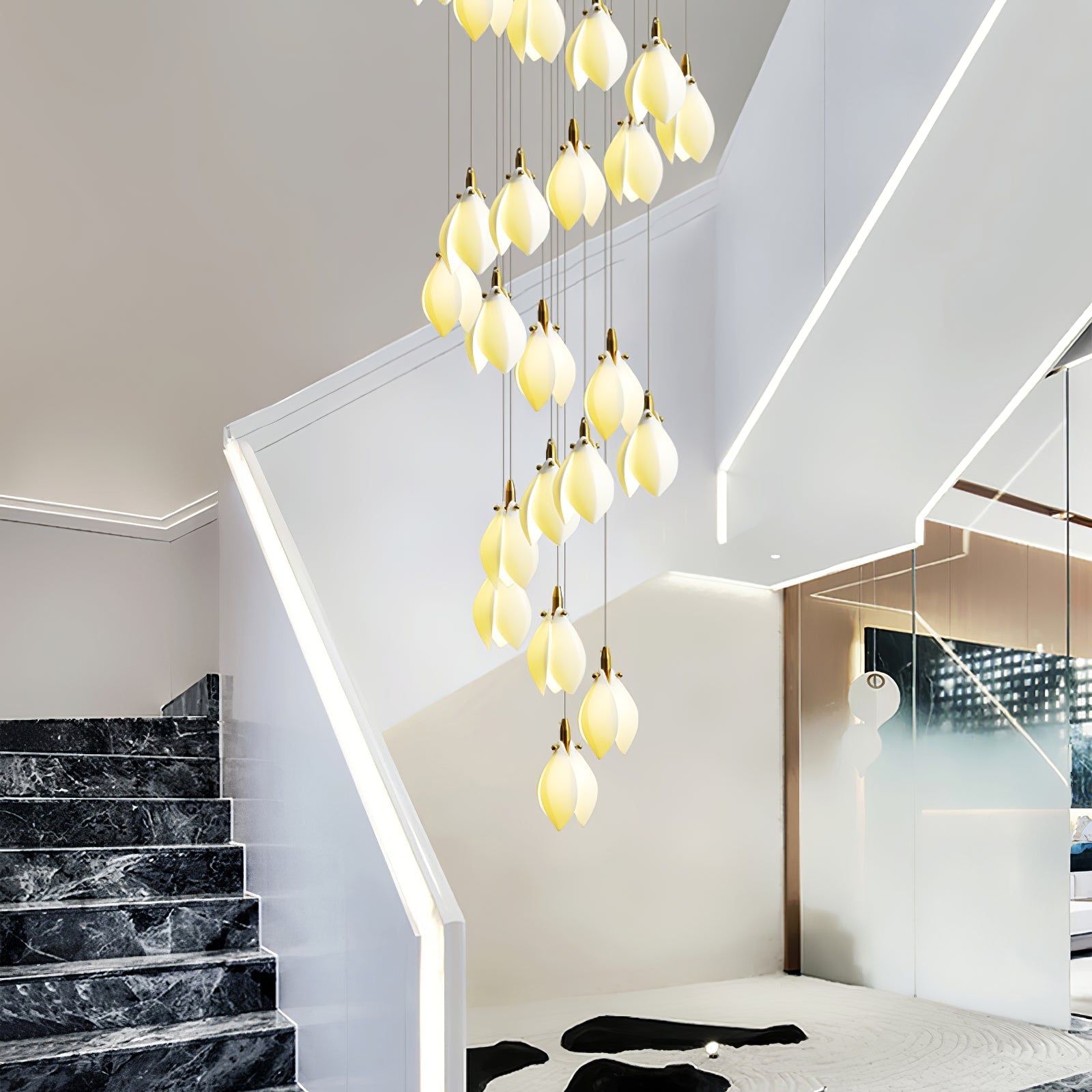 Caphayra Floral Ceramic Brass Chandelier - Letslighting