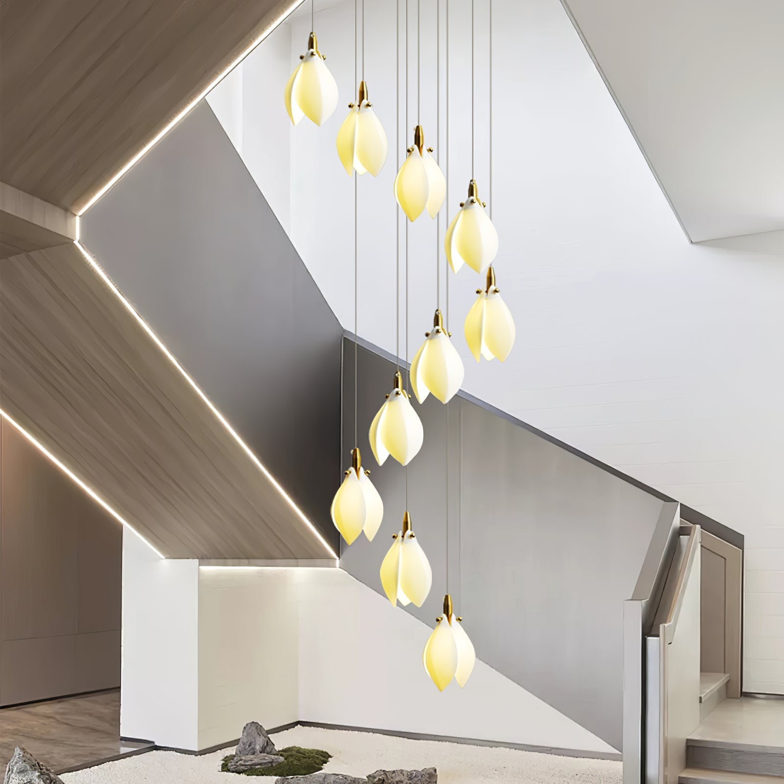 Caphayra Floral Ceramic Brass Chandelier - Letslighting