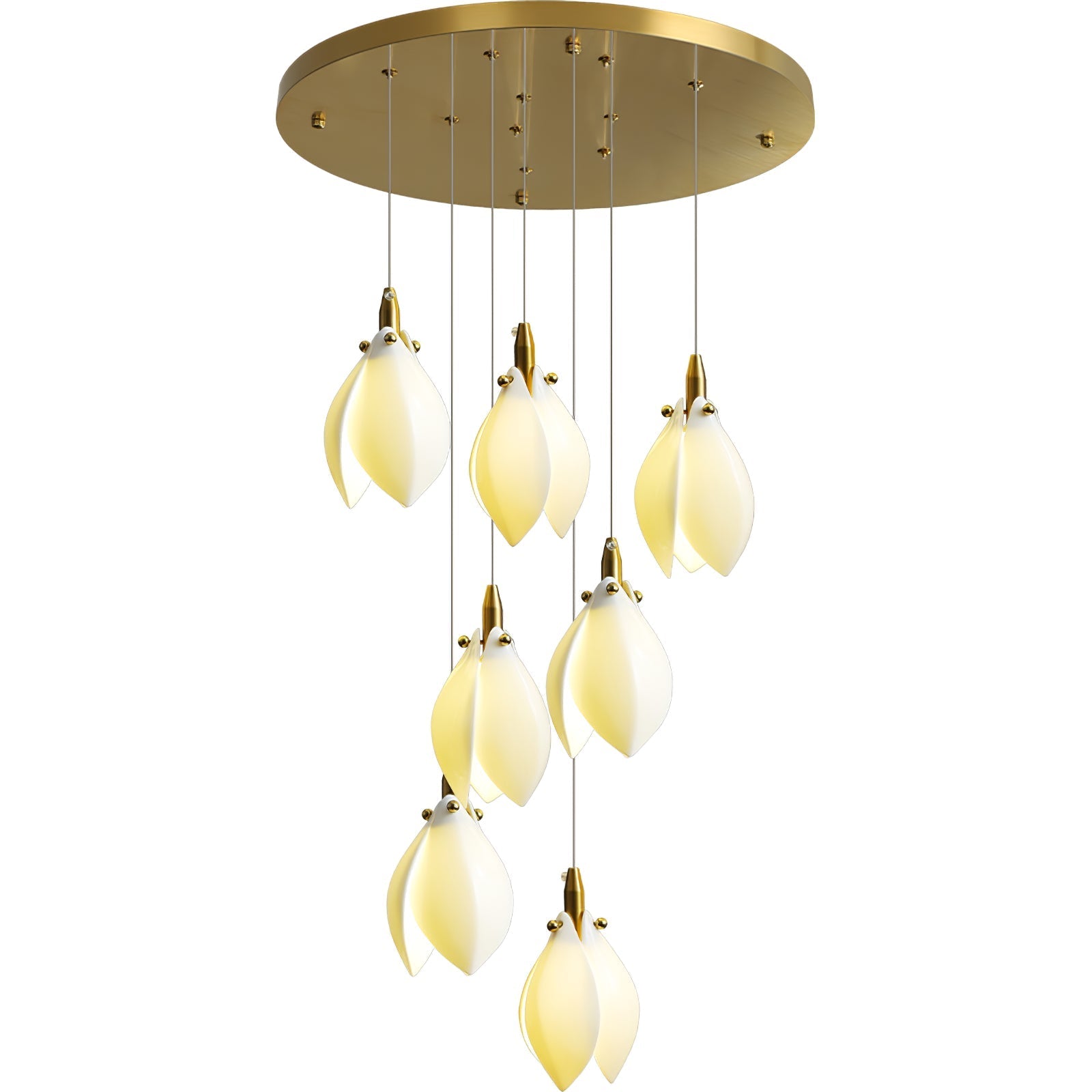 Caphayra Floral Ceramic Brass Chandelier - Letslighting
