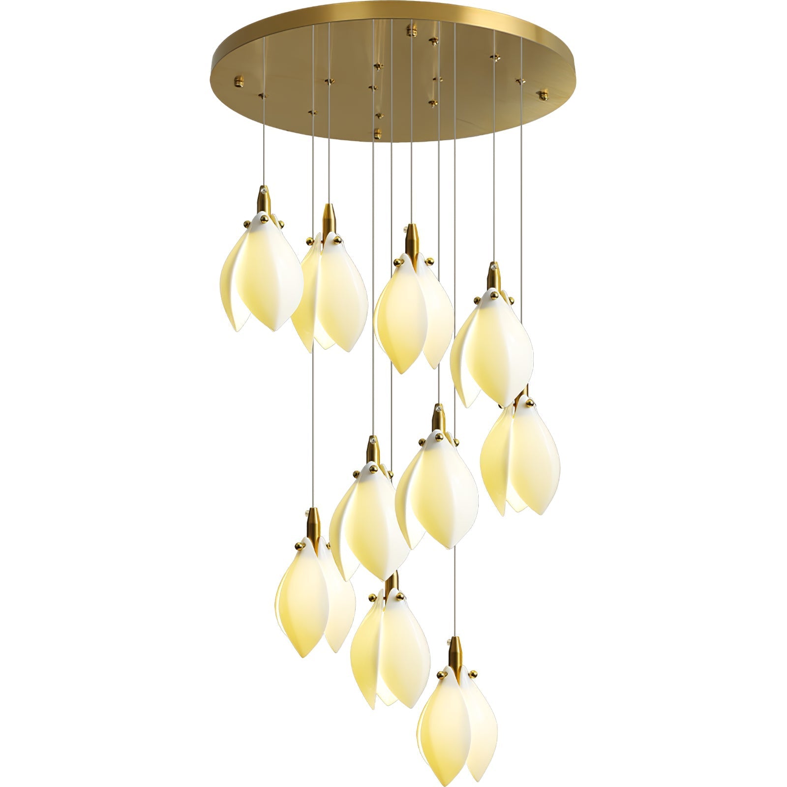 Caphayra Floral Ceramic Brass Chandelier - Letslighting