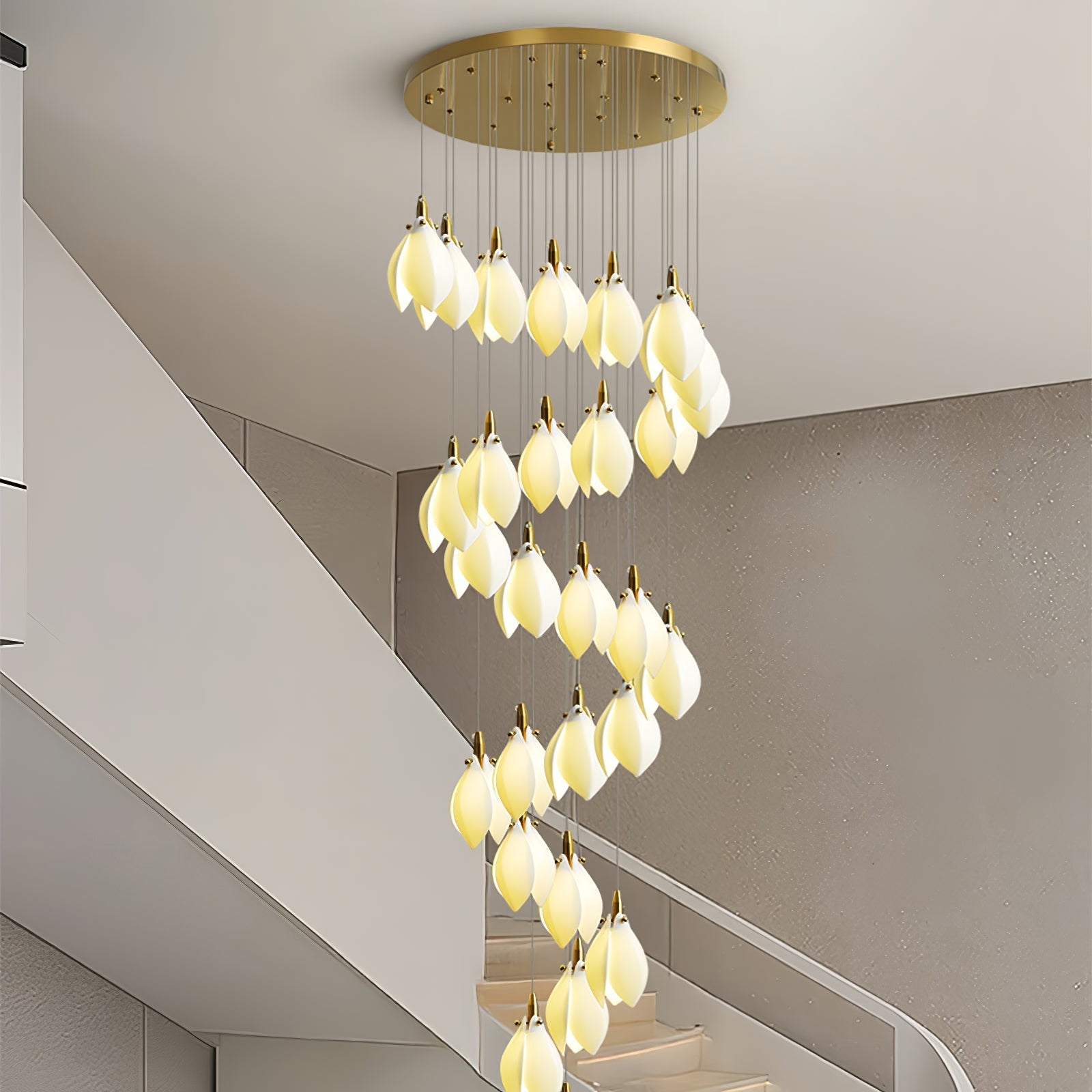 Caphayra Floral Ceramic Brass Chandelier - Letslighting