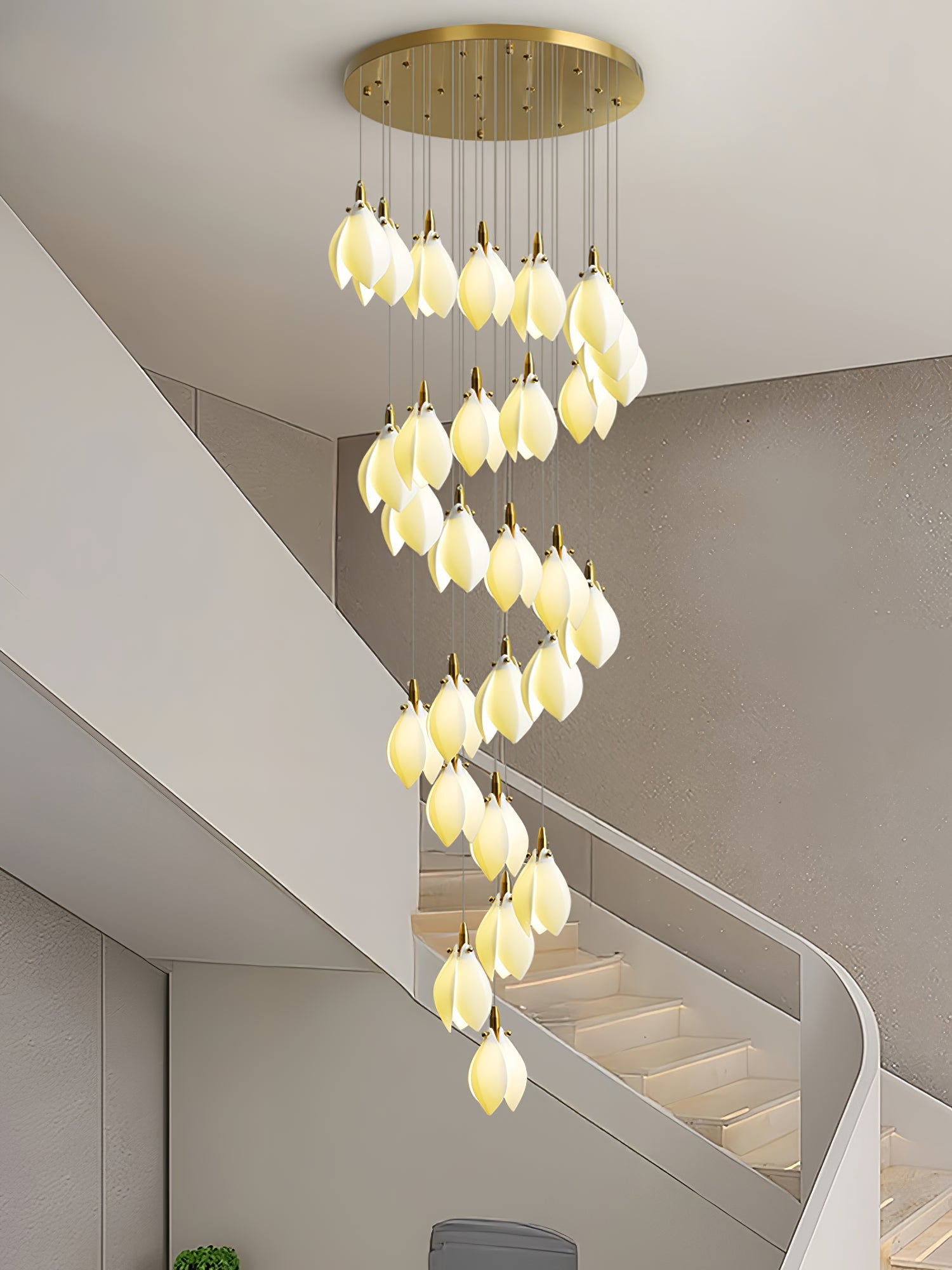 Caphayra Floral Ceramic Brass Chandelier - Letslighting