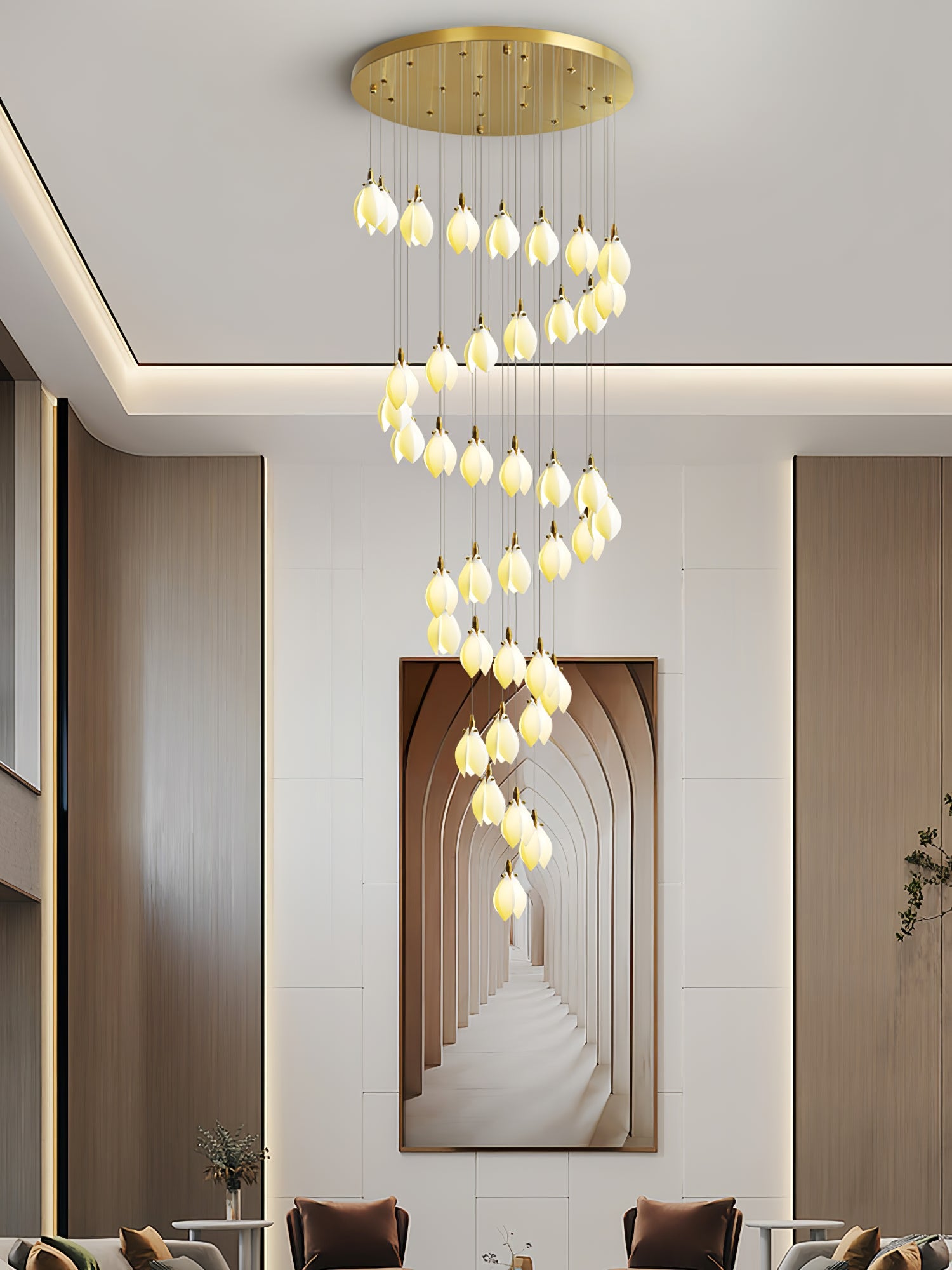 Caphayra Floral Ceramic Brass Chandelier - Letslighting