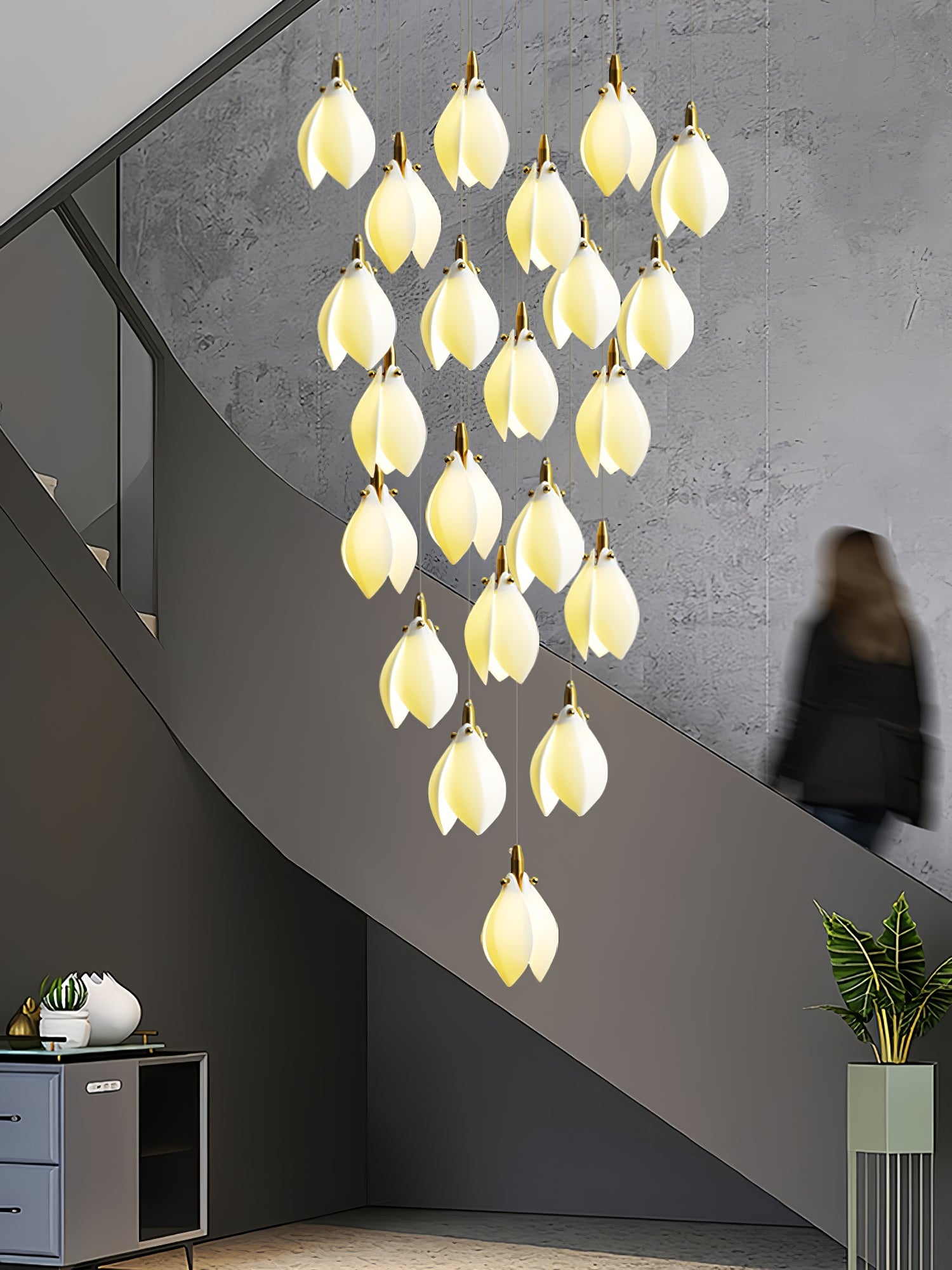 Caphayra Floral Ceramic Brass Chandelier - Letslighting