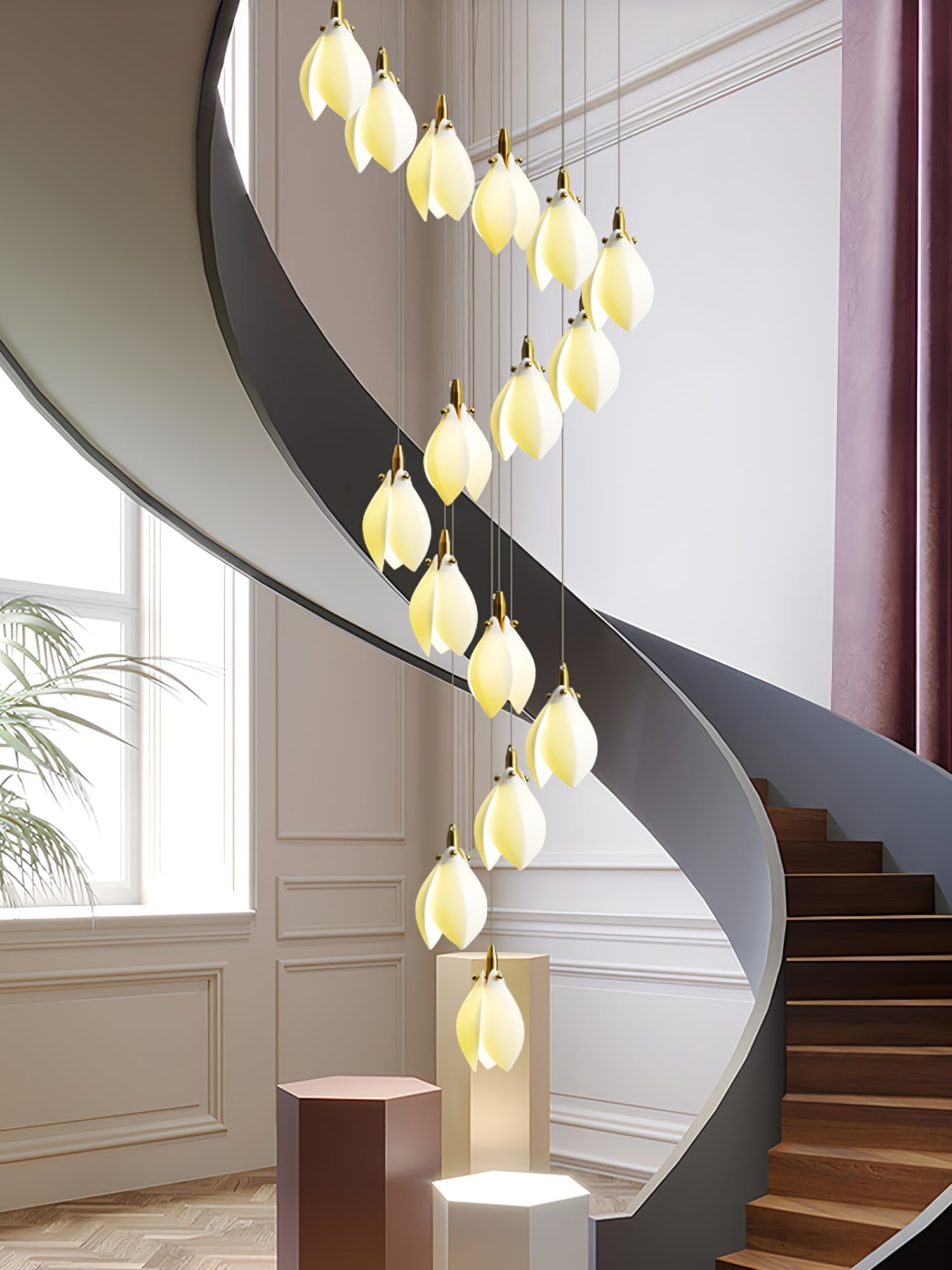 Caphayra Floral Ceramic Brass Chandelier - Letslighting
