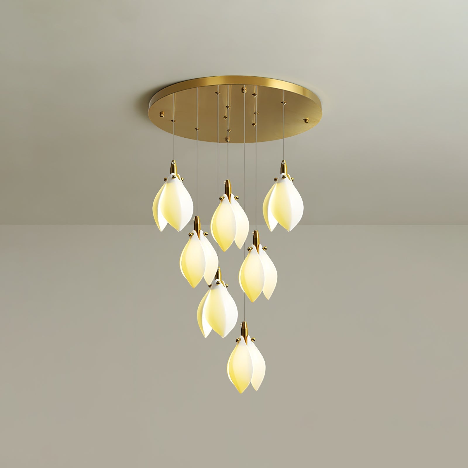 Caphayra Floral Ceramic Brass Chandelier - Letslighting