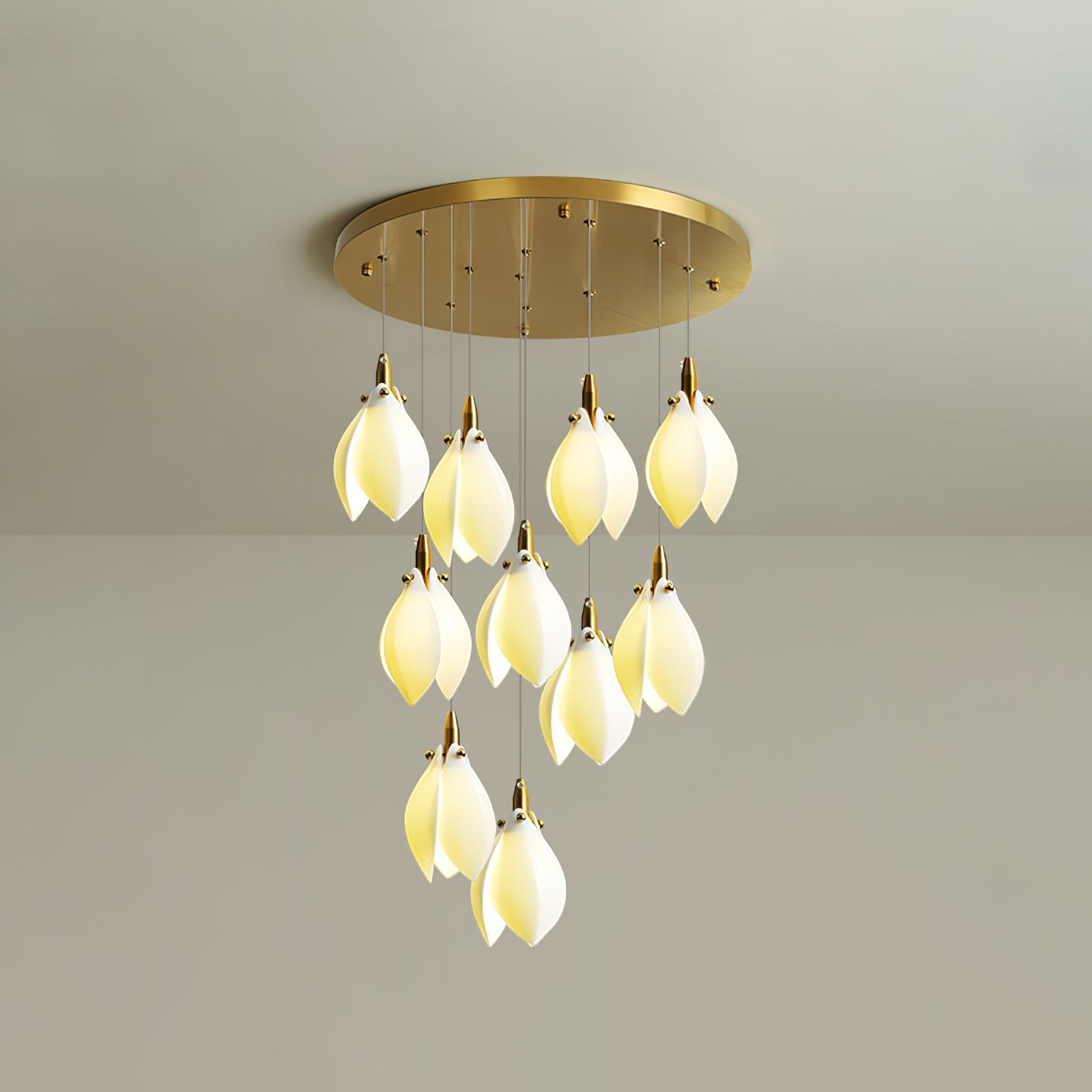 Caphayra Floral Ceramic Brass Chandelier - Letslighting