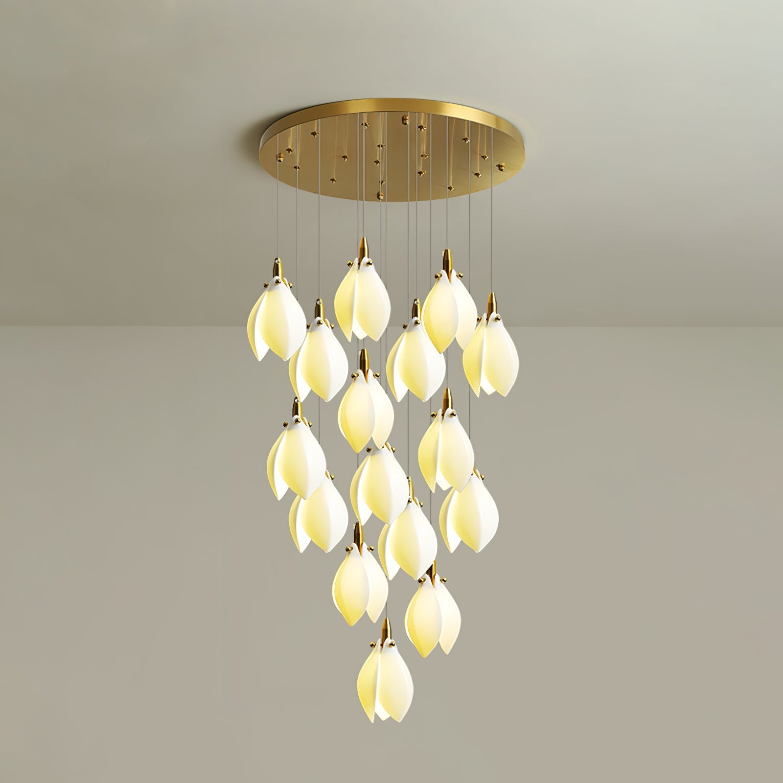 Caphayra Floral Ceramic Brass Chandelier - Letslighting