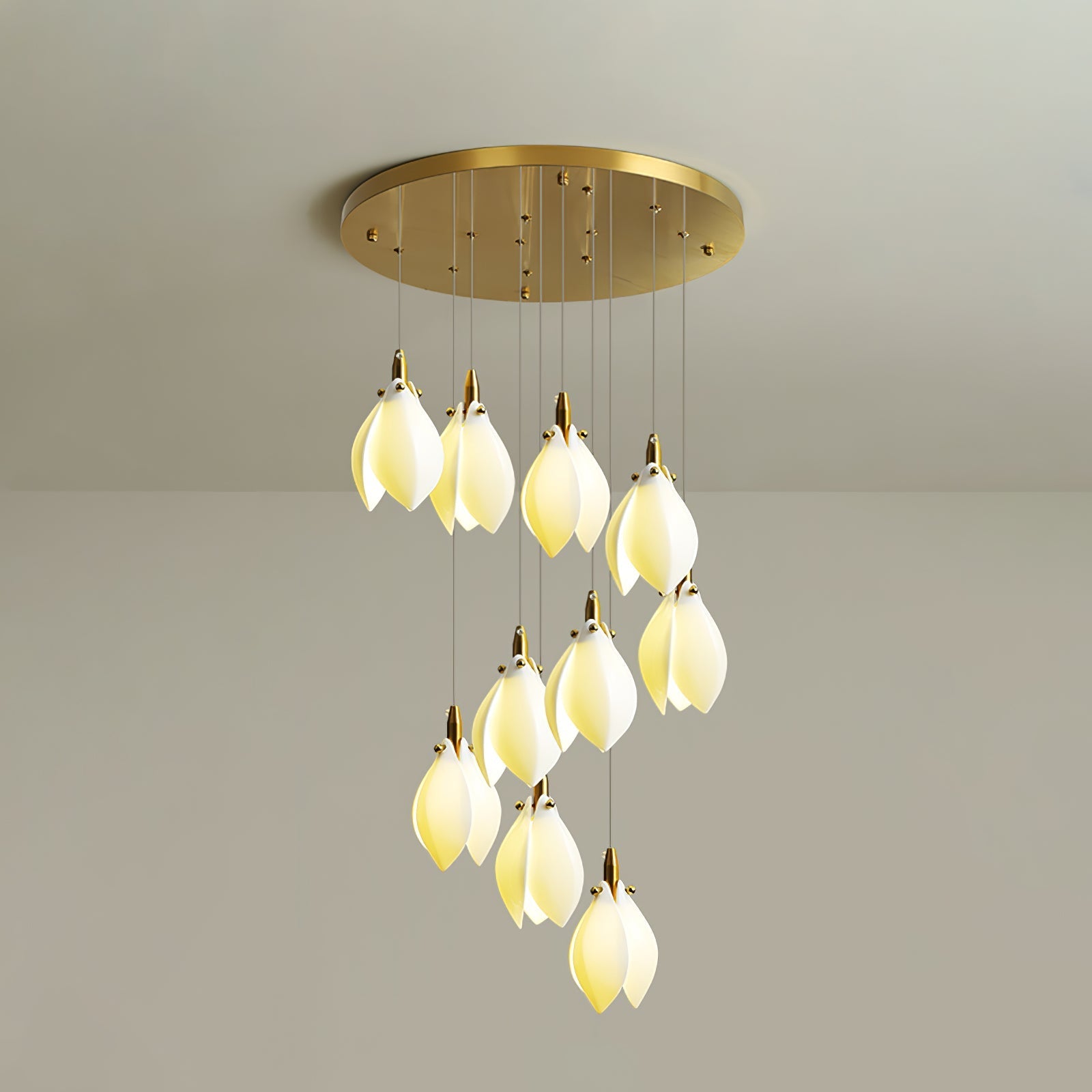 Caphayra Floral Ceramic Brass Chandelier - Letslighting