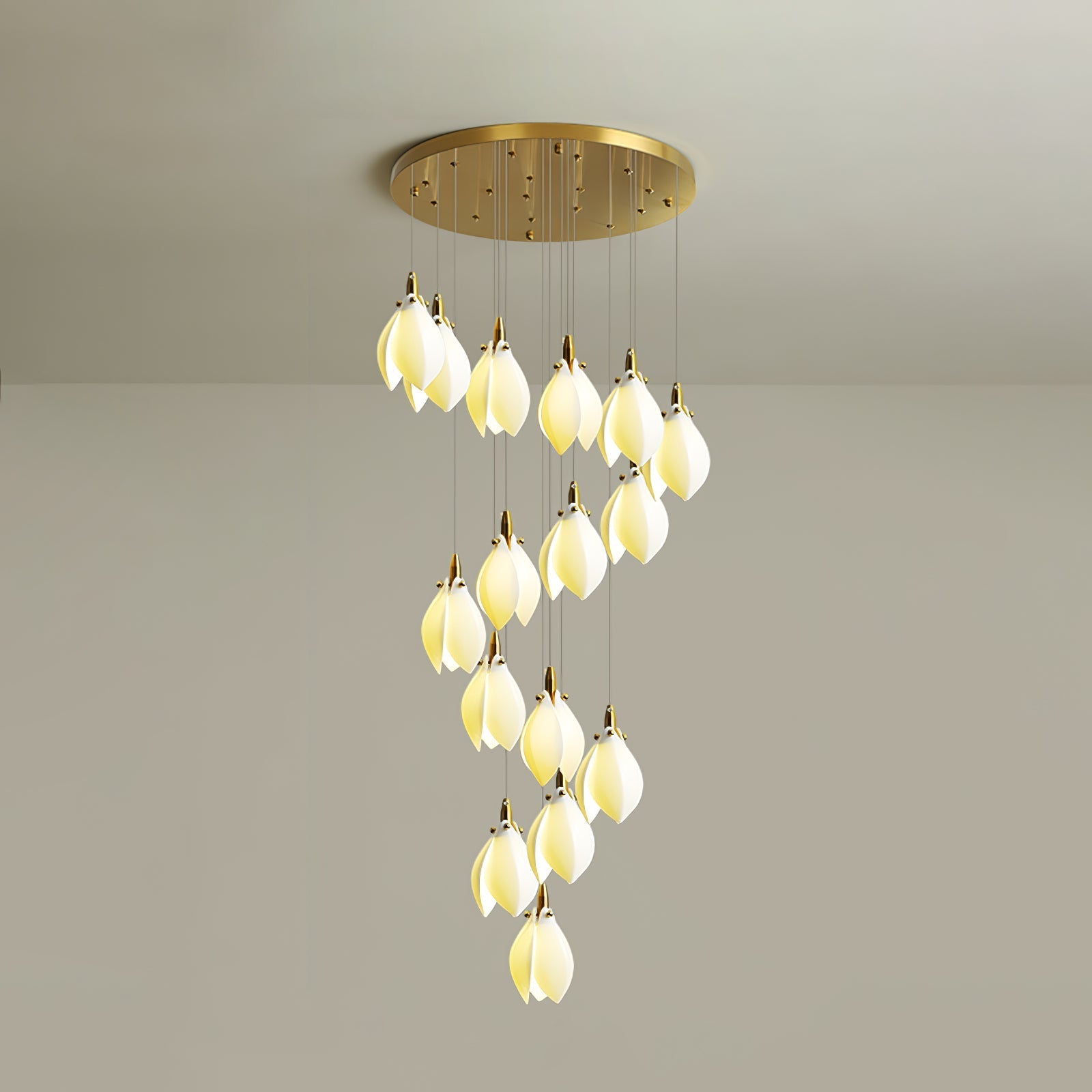 Caphayra Floral Ceramic Brass Chandelier - Letslighting