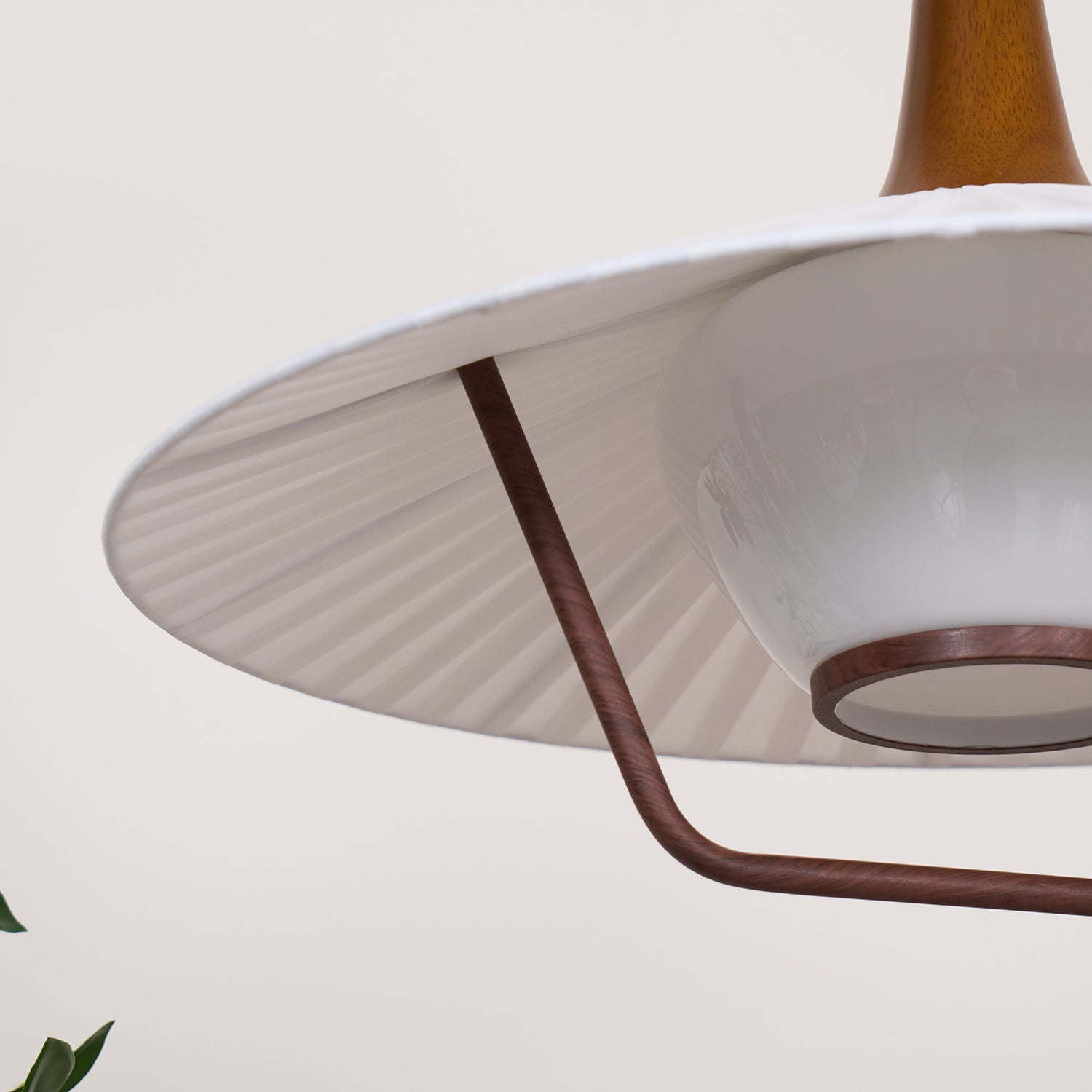 Vionne Mid-Century Wood and White Pendant Lamp - Letslighting