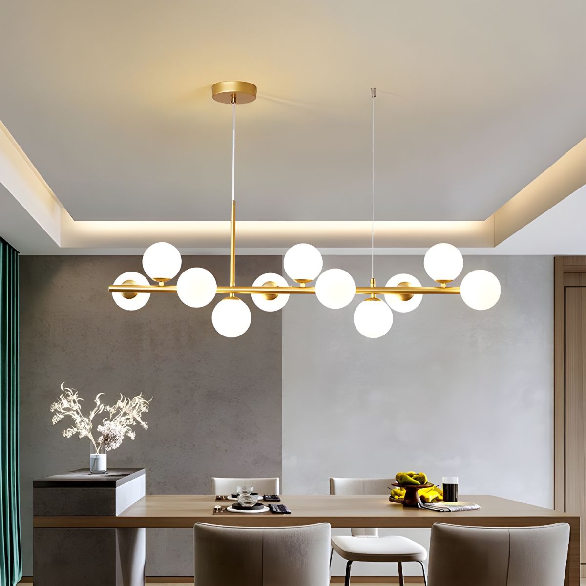 Lustra Chandelier Glass Globe Gold 12-Light - Letslighting