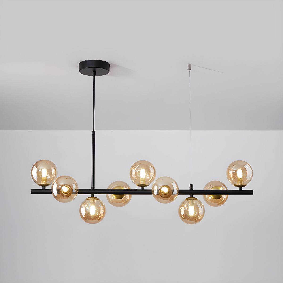 Lustra Chandelier Glass Globe Gold 12-Light - Letslighting