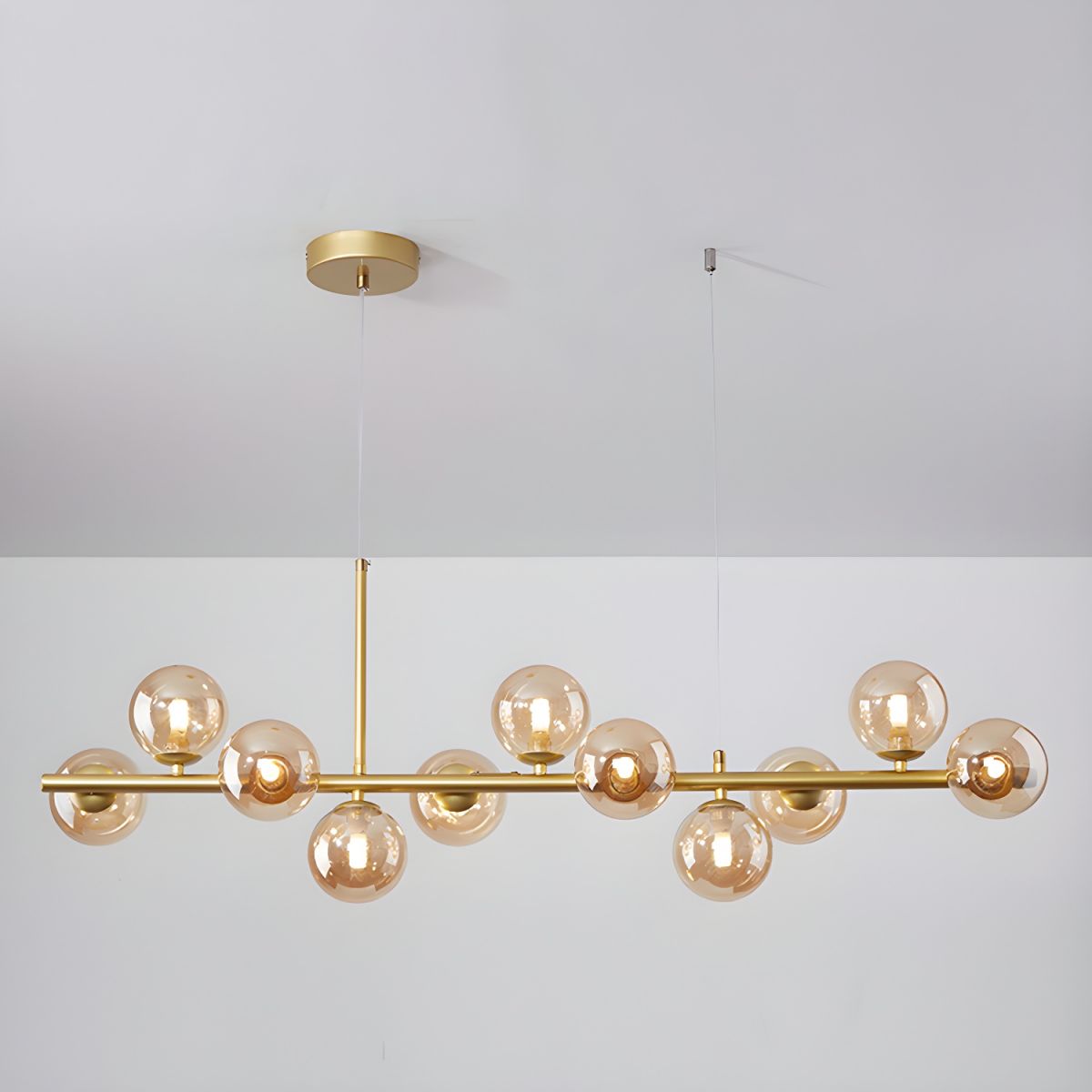 Lustra Chandelier Glass Globe Gold 12-Light - Letslighting
