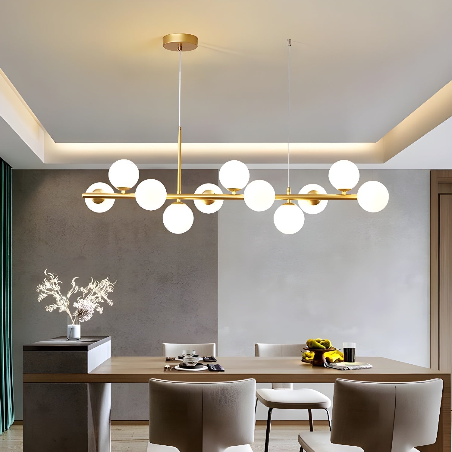 Lustra Chandelier Glass Globe Gold 12-Light - Letslighting