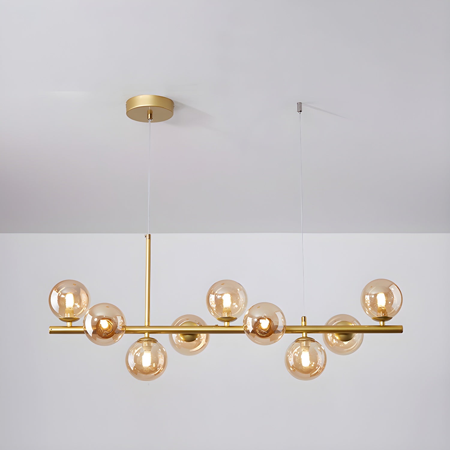 Lustra Chandelier Glass Globe Gold 12-Light - Letslighting