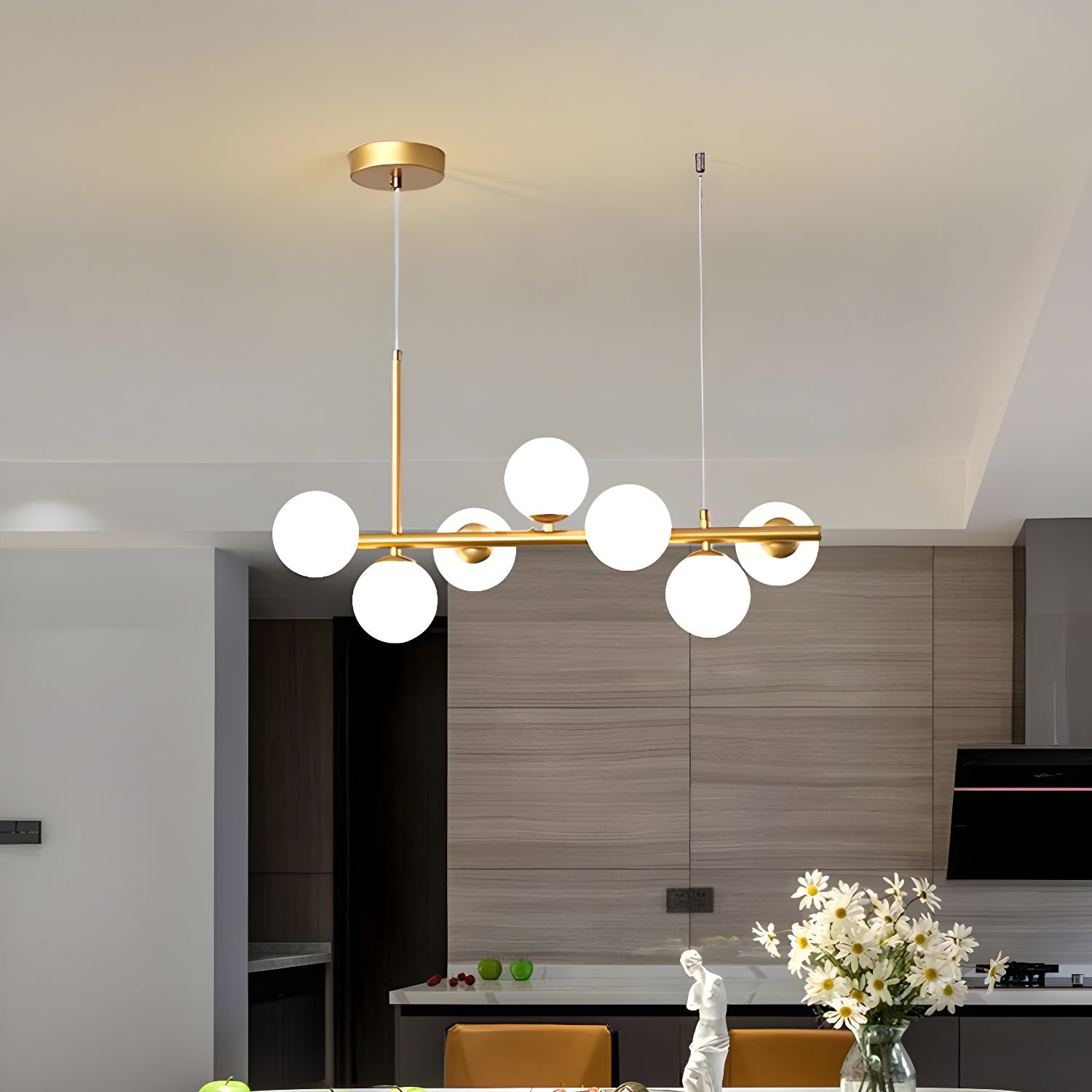 Lustra Chandelier Glass Globe Gold 12-Light - Letslighting