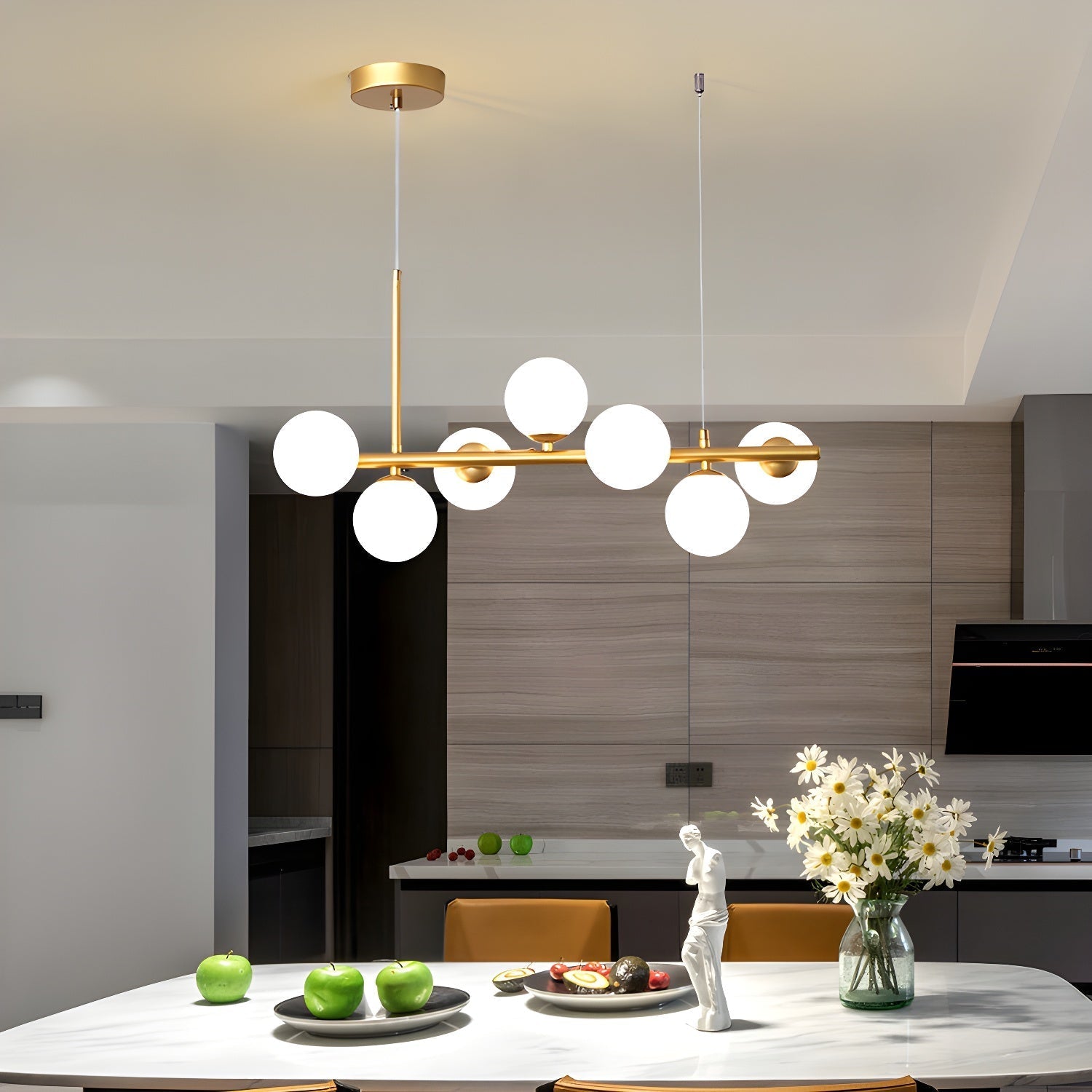 Lustra Chandelier Glass Globe Gold 12-Light - Letslighting